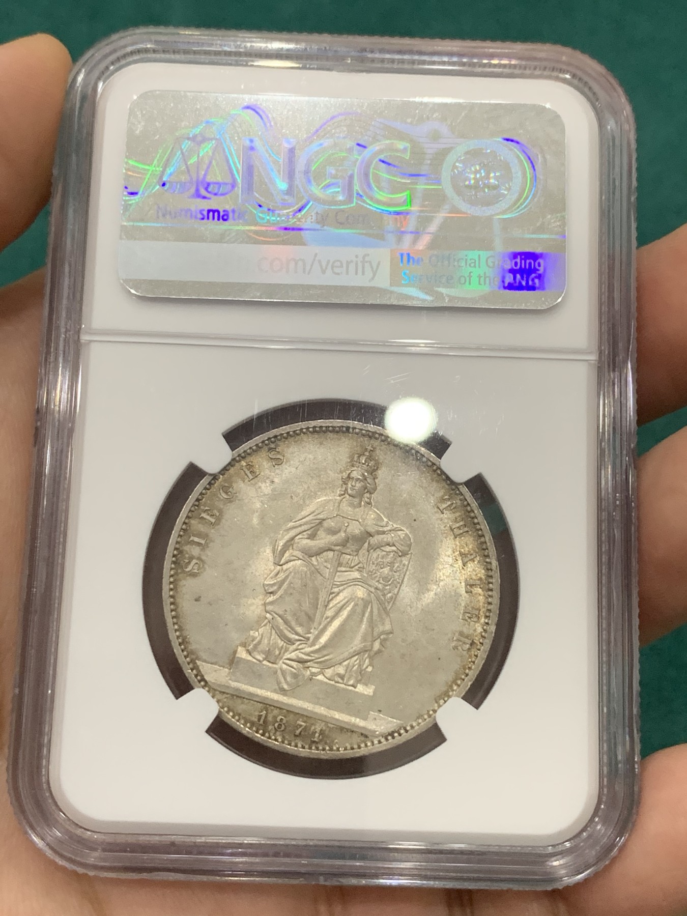 欢迎参加《竞宝斋》为爱冲冲冲 七夕特拍专场 ！第191场 (全场包邮) NGC-MS64 德国 1871年 普鲁士胜利泰勒 丝滑状态 带底光 非常漂亮