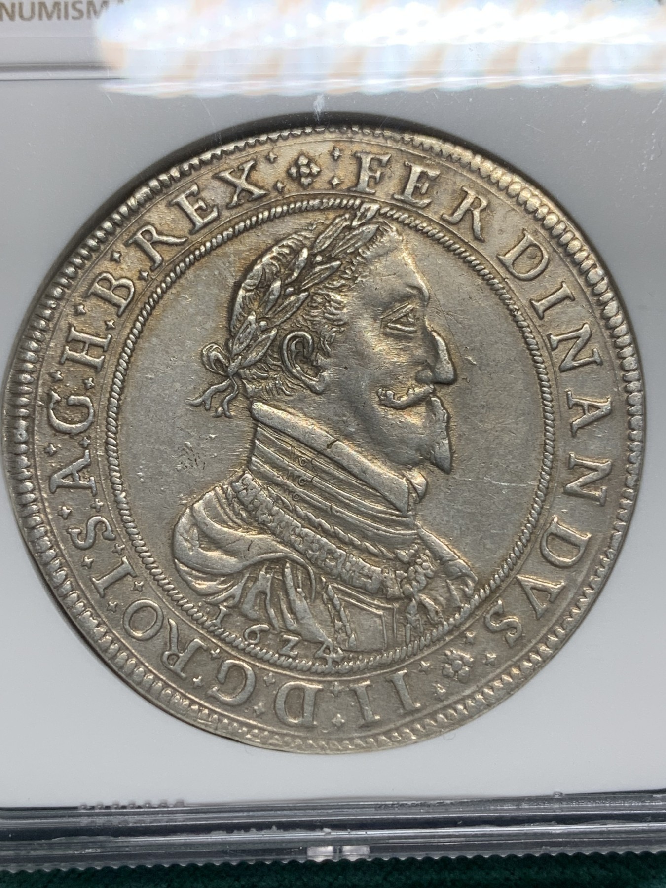 欢迎参加《竞宝斋》为爱冲冲冲 七夕特拍专场 ！第191场 (全场包邮) NGC-MS61  神圣罗马帝国 1624年 1泰勒大银币 格拉茨造币厂 将近400年的老银币 犹如出厂状态