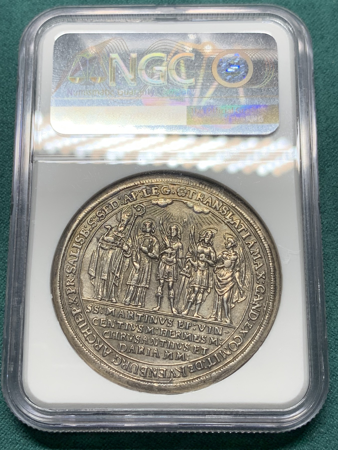 欢迎参加《竞宝斋》为爱冲冲冲 七夕特拍专场 ！第191场 (全场包邮) NGC-AU 奥地利萨尔茨堡 1682年 主教区建立1100年纪念泰勒 暗金色包浆 细节精美 稀少品种