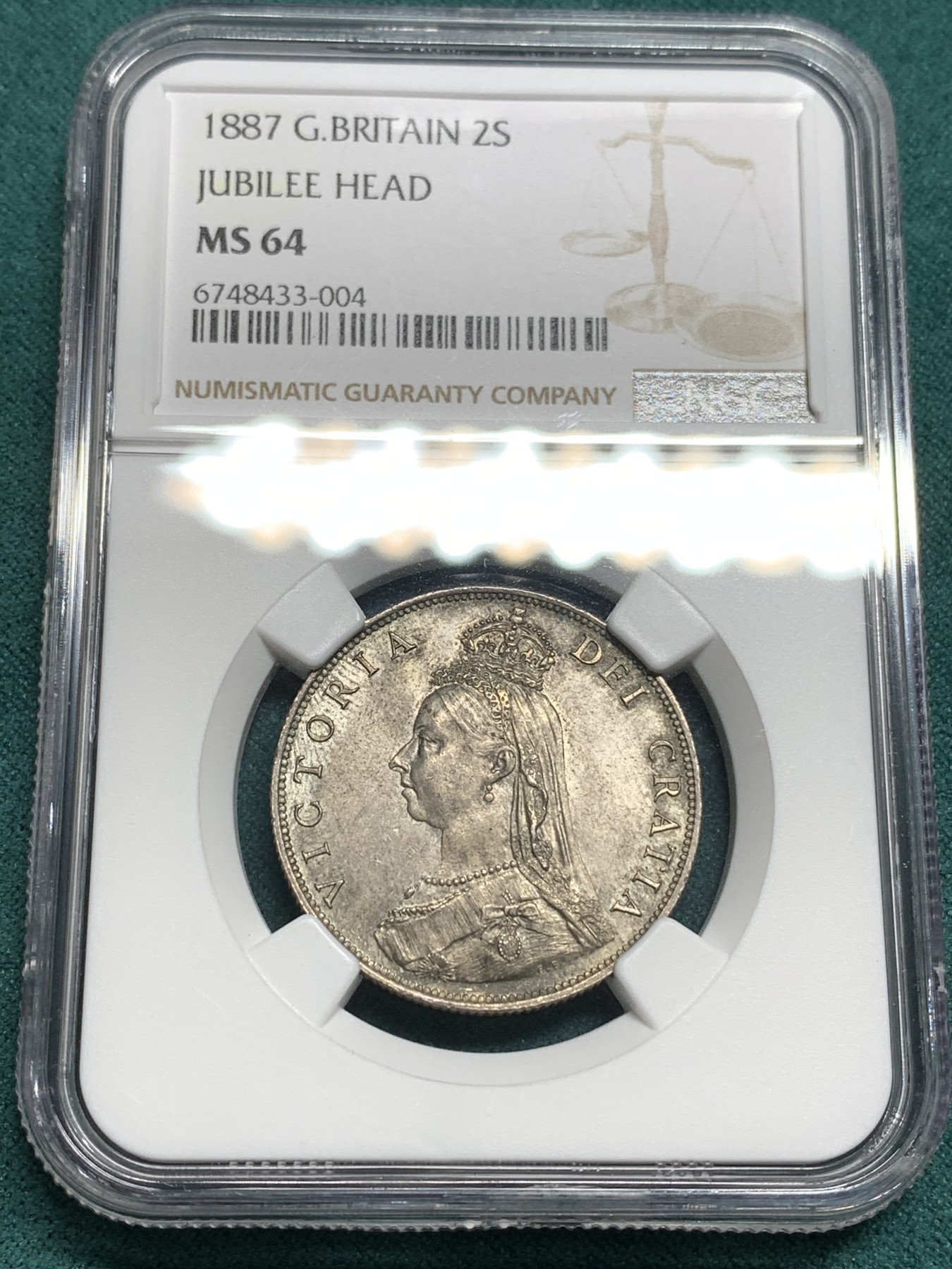 欢迎参加《竞宝斋》为爱冲冲冲 七夕特拍专场 ！第191场 (全场包邮) 7枚一套 NGC MS63-64 英国1887年 维多利亚 高冠版 银币套币 高分连号 一次搞定 比较难得