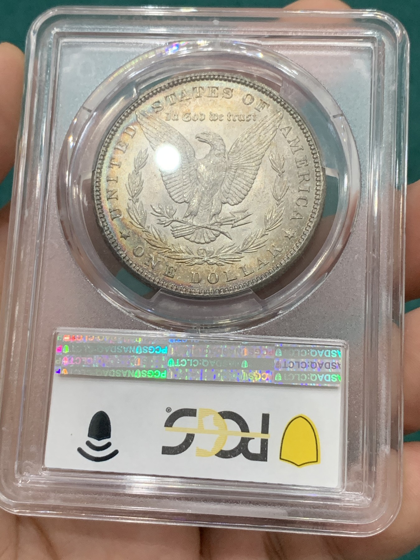 欢迎参加《竞宝斋》为爱冲冲冲 七夕特拍专场 ！第191场 (全场包邮) PCGS-MS65 美国 1900年 摩根1美元银币 正面黑灰色满彩