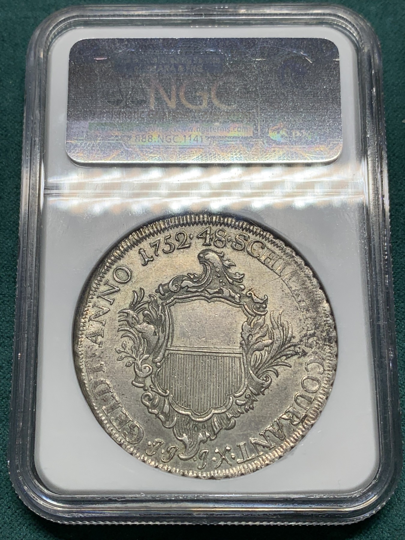 欢迎参加《竞宝斋》为爱冲冲冲 七夕特拍专场 ！第191场 (全场包邮) NGC AU58 德国  1752 自由汉萨城市 吕贝克 48先令 泰勒大银币 高品质原味包浆
