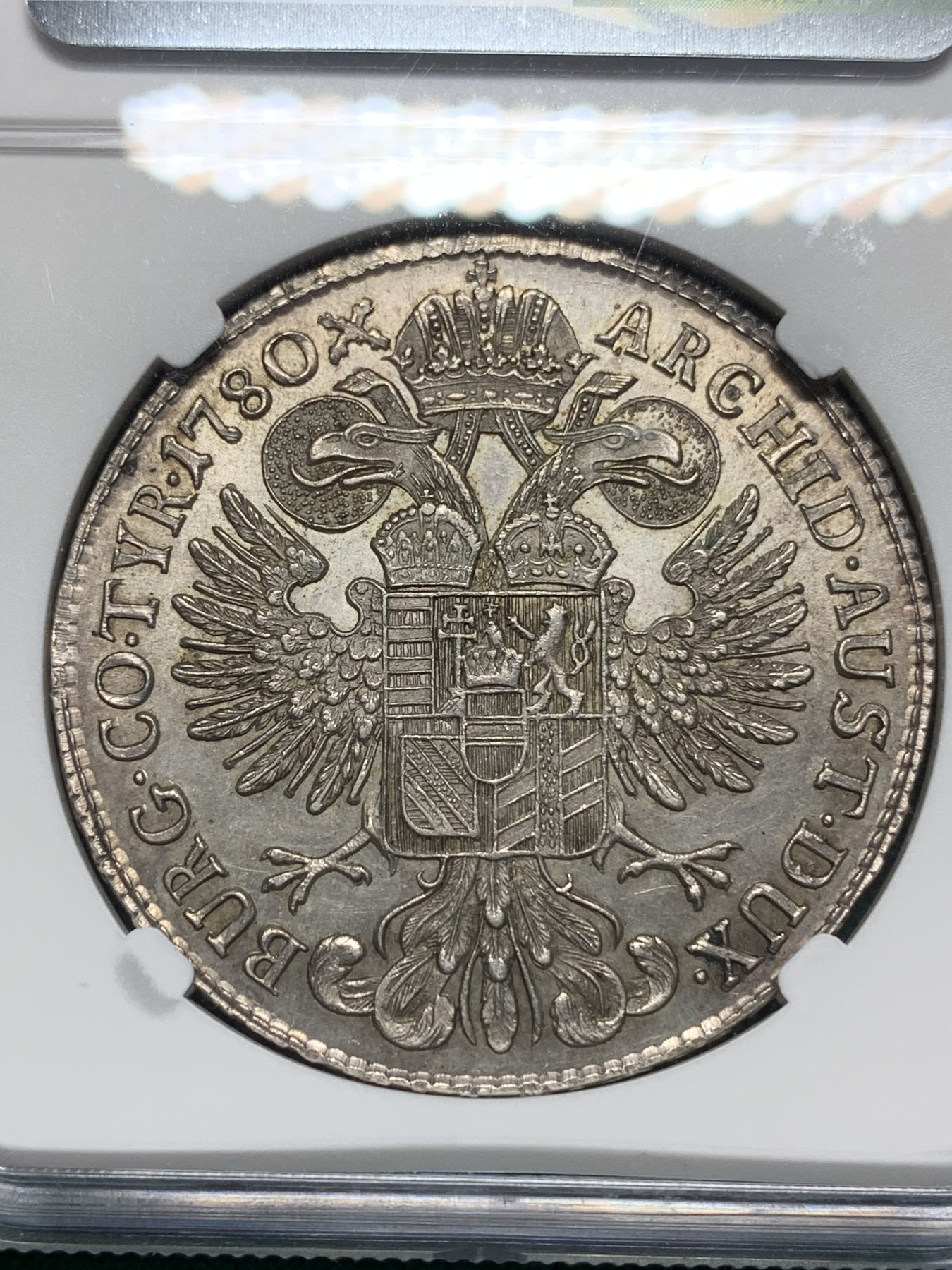 欢迎参加《竞宝斋》为爱冲冲冲 七夕特拍专场 ！第191场 (全场包邮) NGC MS62  1780原铸大奶妈泰勒银币 根茨堡S:F:双点版，根茨堡系列最稀有版本，NGC唯一评级