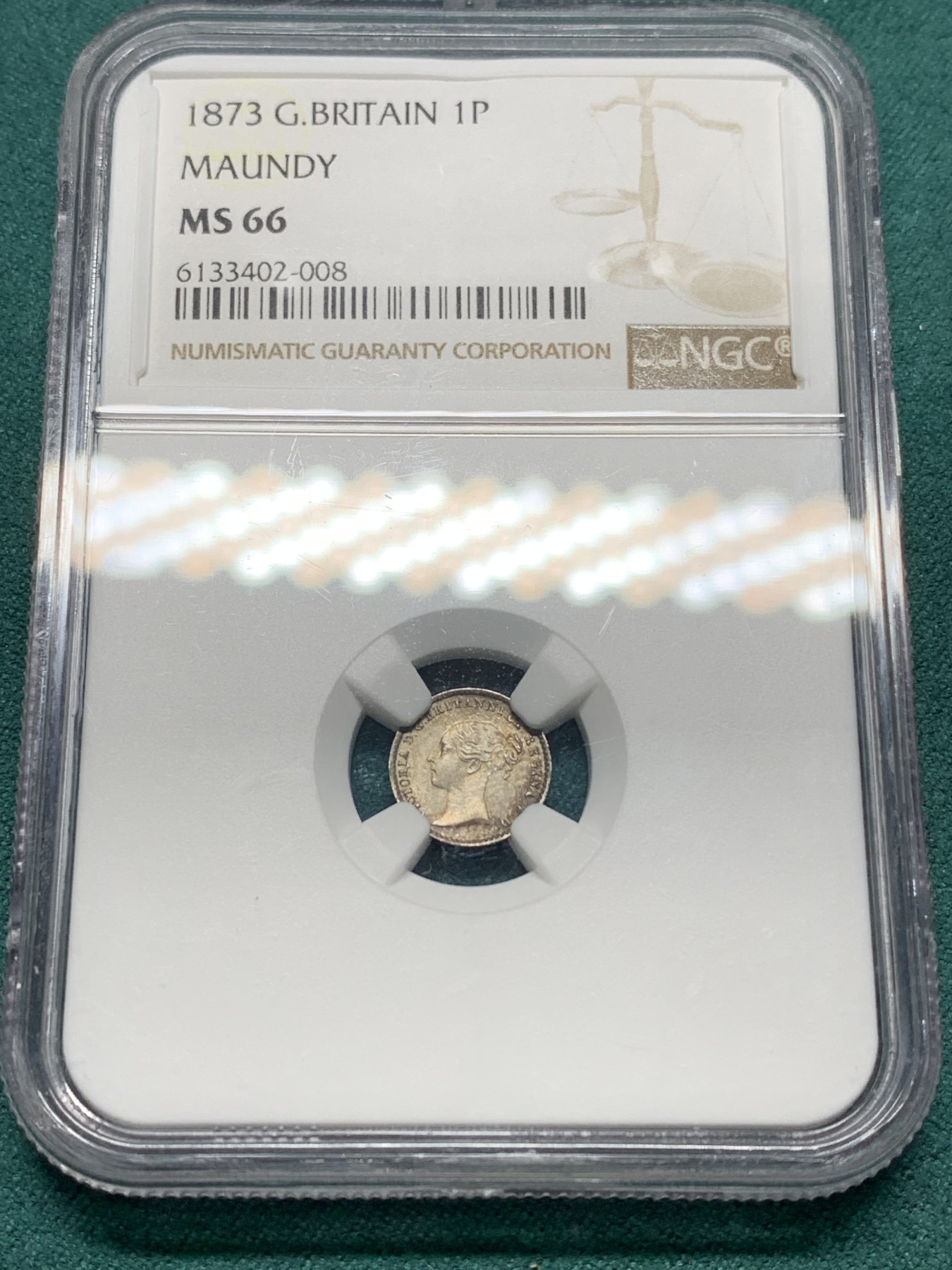 欢迎参加《竞宝斋》为爱冲冲冲 七夕特拍专场 ！第191场 (全场包邮) NGC-MS66 英国 1873年 1/2/3/4便士 青年维多利亚 濯足银币 原味包浆 其中2/3便士冠军分 1/4便士亚军分 难得的高分自藏品