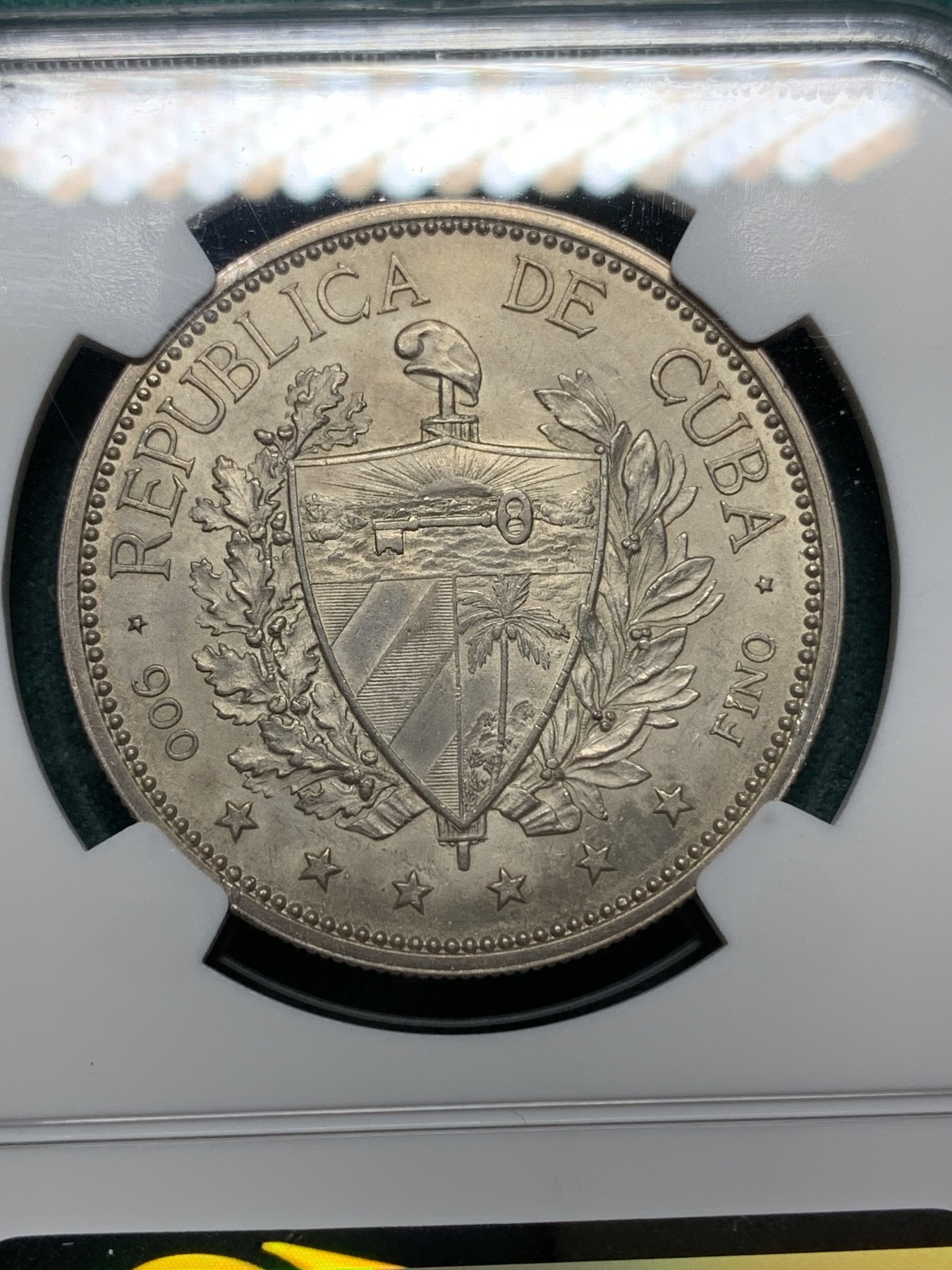 欢迎参加《竞宝斋》为爱冲冲冲 七夕特拍专场 ！第191场 (全场包邮) NGC-MS62 古巴 1897年 女神 1比索 银币 少见TYPE3版别 入盒数量是TYPE1的一半 名家旧藏
