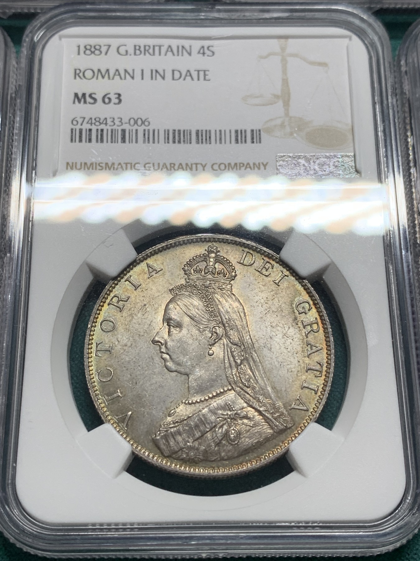 欢迎参加《竞宝斋》为爱冲冲冲 七夕特拍专场 ！第191场 (全场包邮) 7枚一套 NGC MS63-64 英国1887年 维多利亚 高冠版 银币套币 高分连号 一次搞定 比较难得