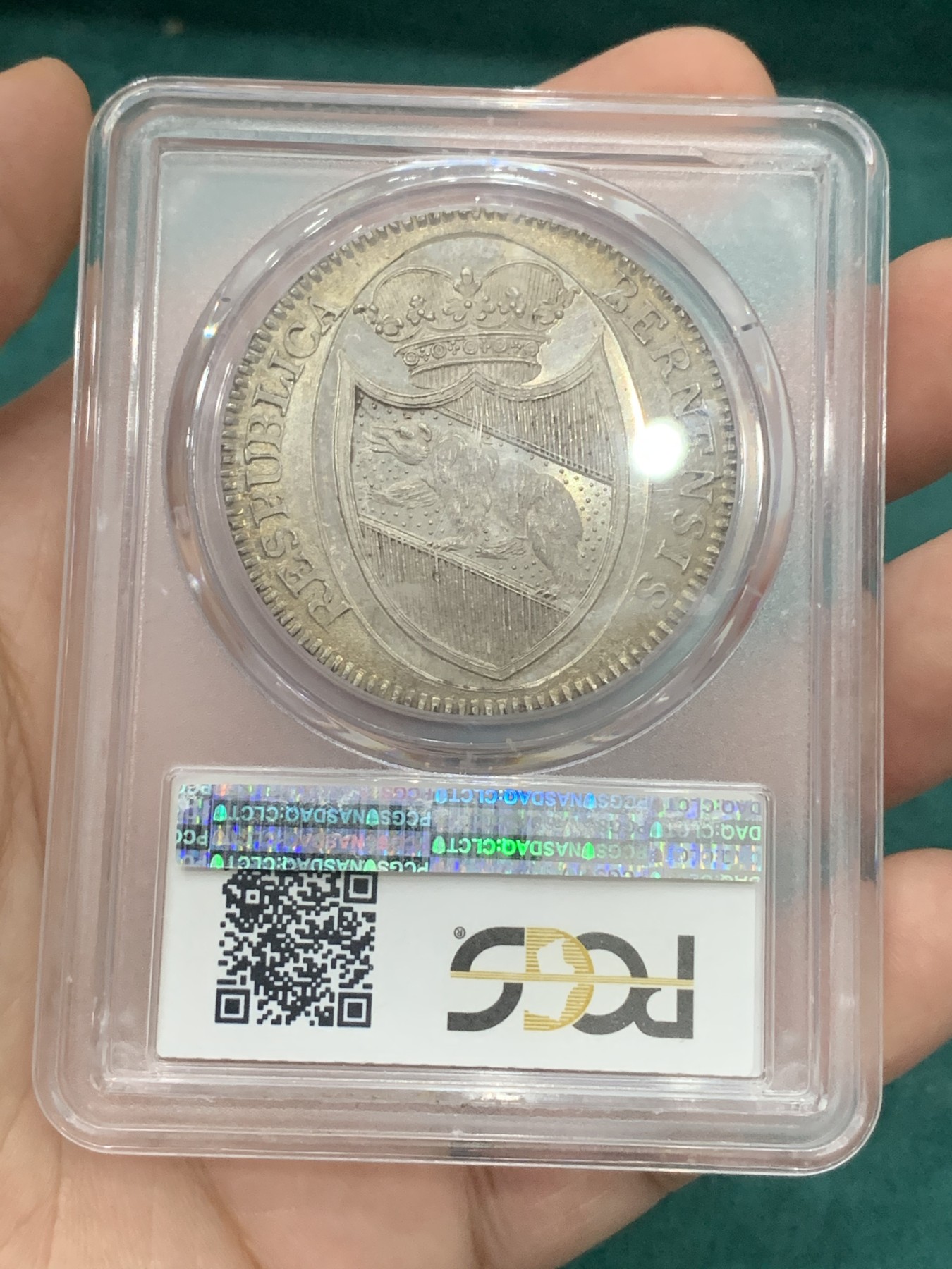 PCGS MS64+ 瑞士 1798  伯尔尼 雇佣兵 泰勒 大银币 转光高分 背面支撑小磕