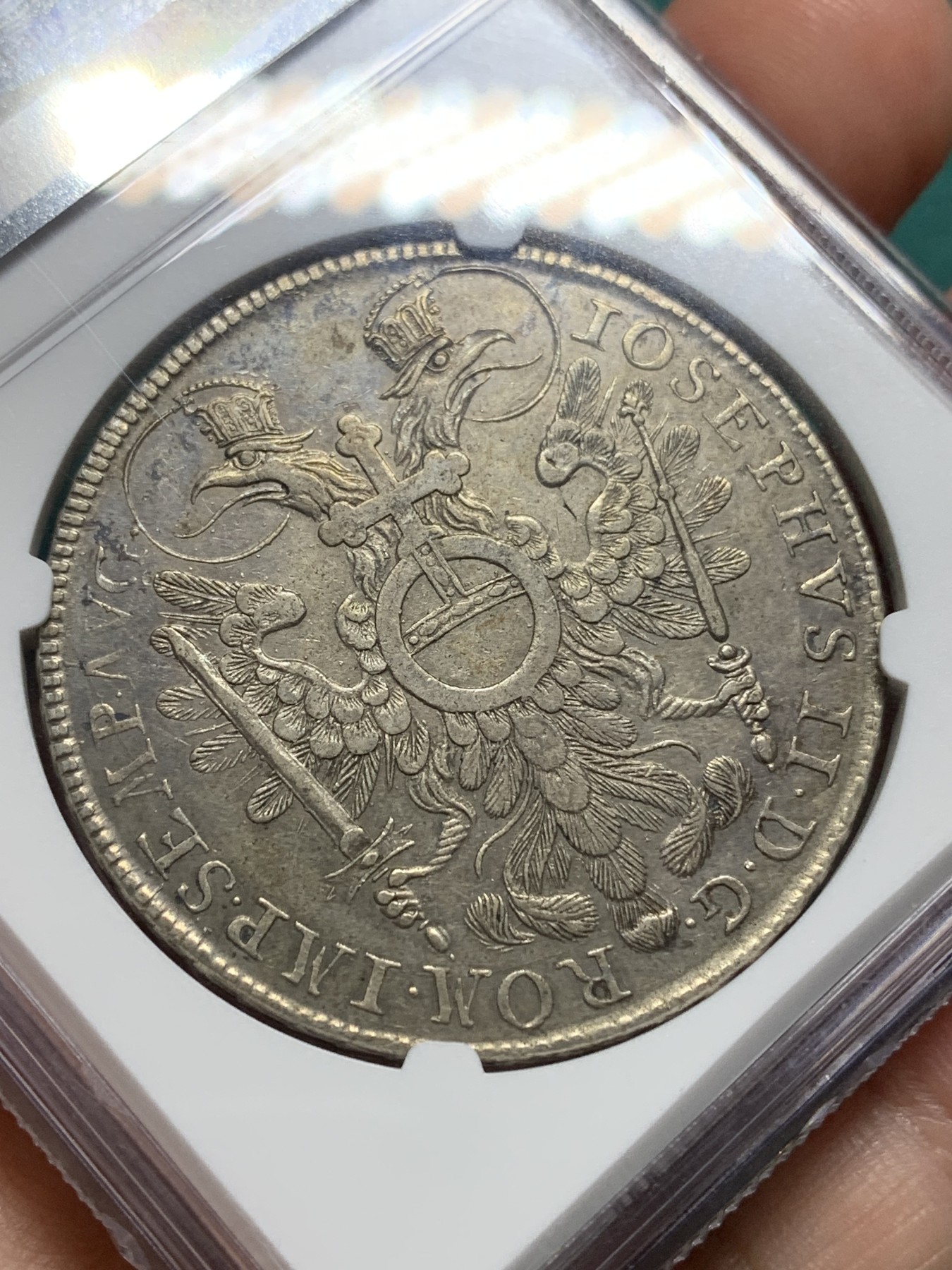 欢迎参加《竞宝斋》为爱冲冲冲 七夕特拍专场 ！第191场 (全场包邮) NGC-AU50德国 德意志地区 纽伦堡景观泰勒大银币 1768年的难得有分 包浆醇厚自然微微带彩