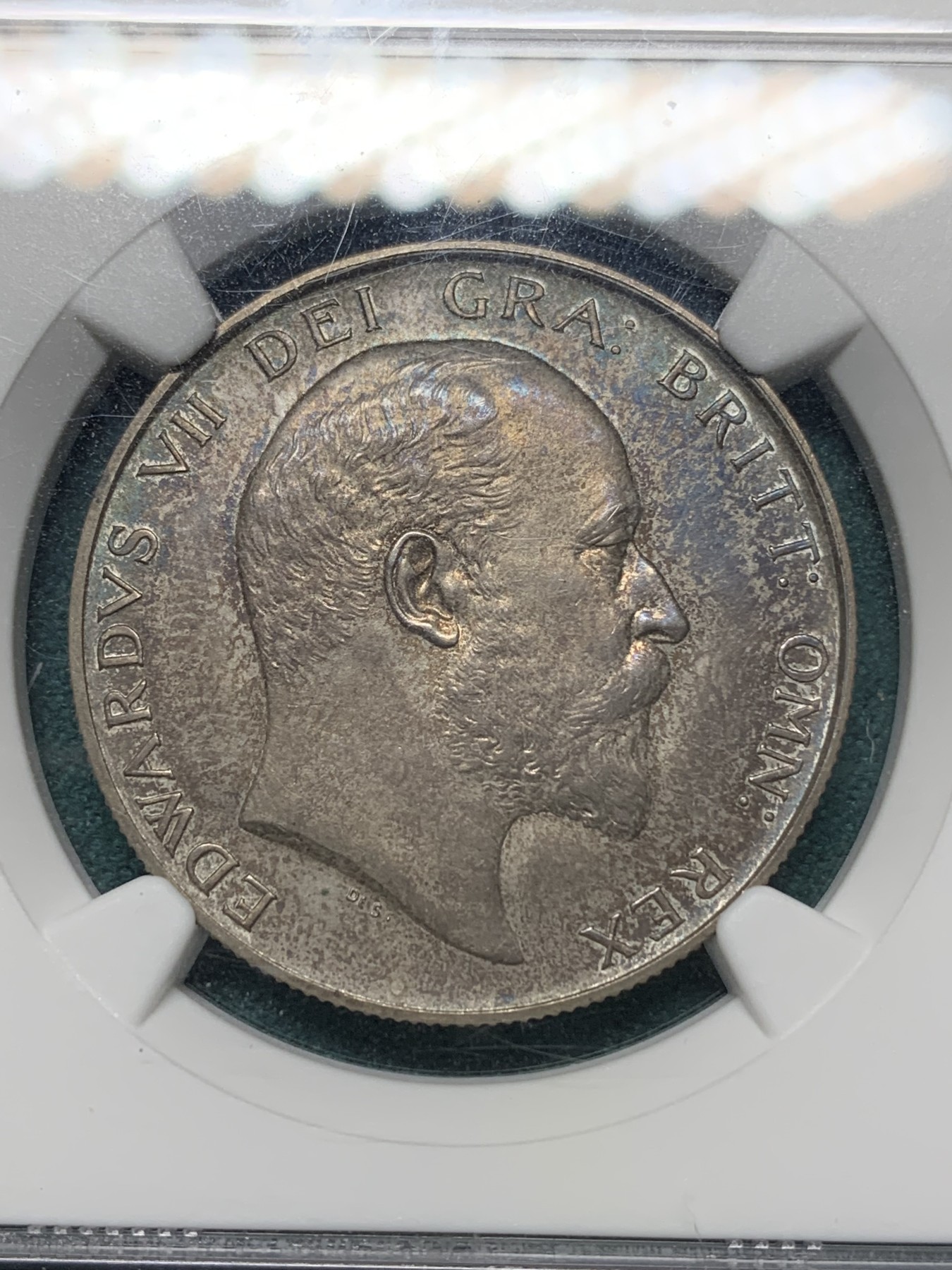 欢迎参加《竞宝斋》为爱冲冲冲 七夕特拍专场 ！第191场 (全场包邮) NGC-PF63MATTE  英国1902年爱七半克朗 银币 双面深彩包浆 可藏