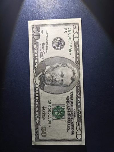 Unc 美国纸币 2001年 50美元纸币 星号