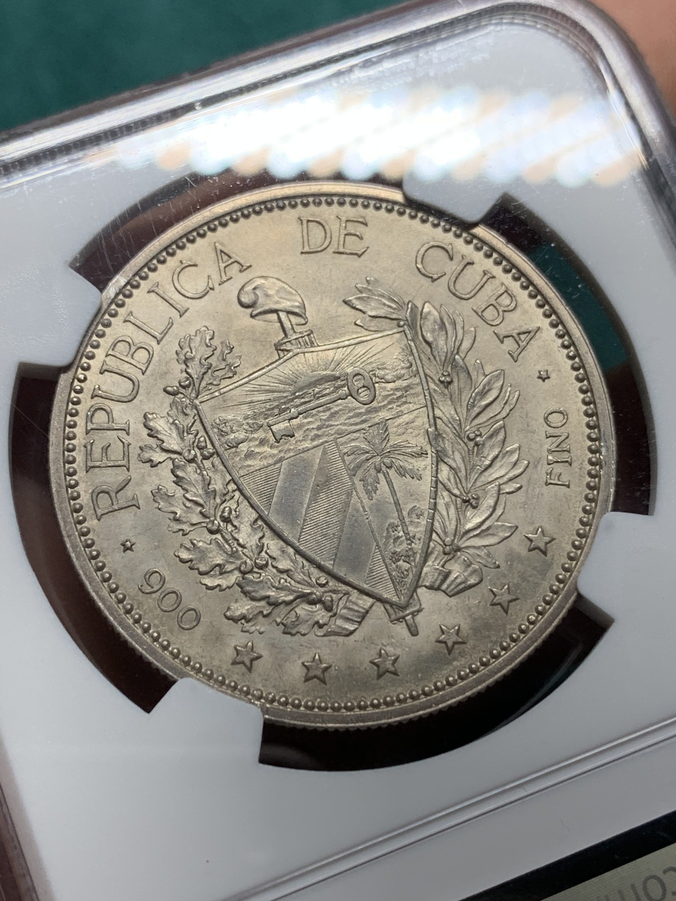 欢迎参加《竞宝斋》为爱冲冲冲 七夕特拍专场 ！第191场 (全场包邮) NGC-MS62 古巴 1897年 女神 1比索 银币 少见TYPE3版别 入盒数量是TYPE1的一半 名家旧藏
