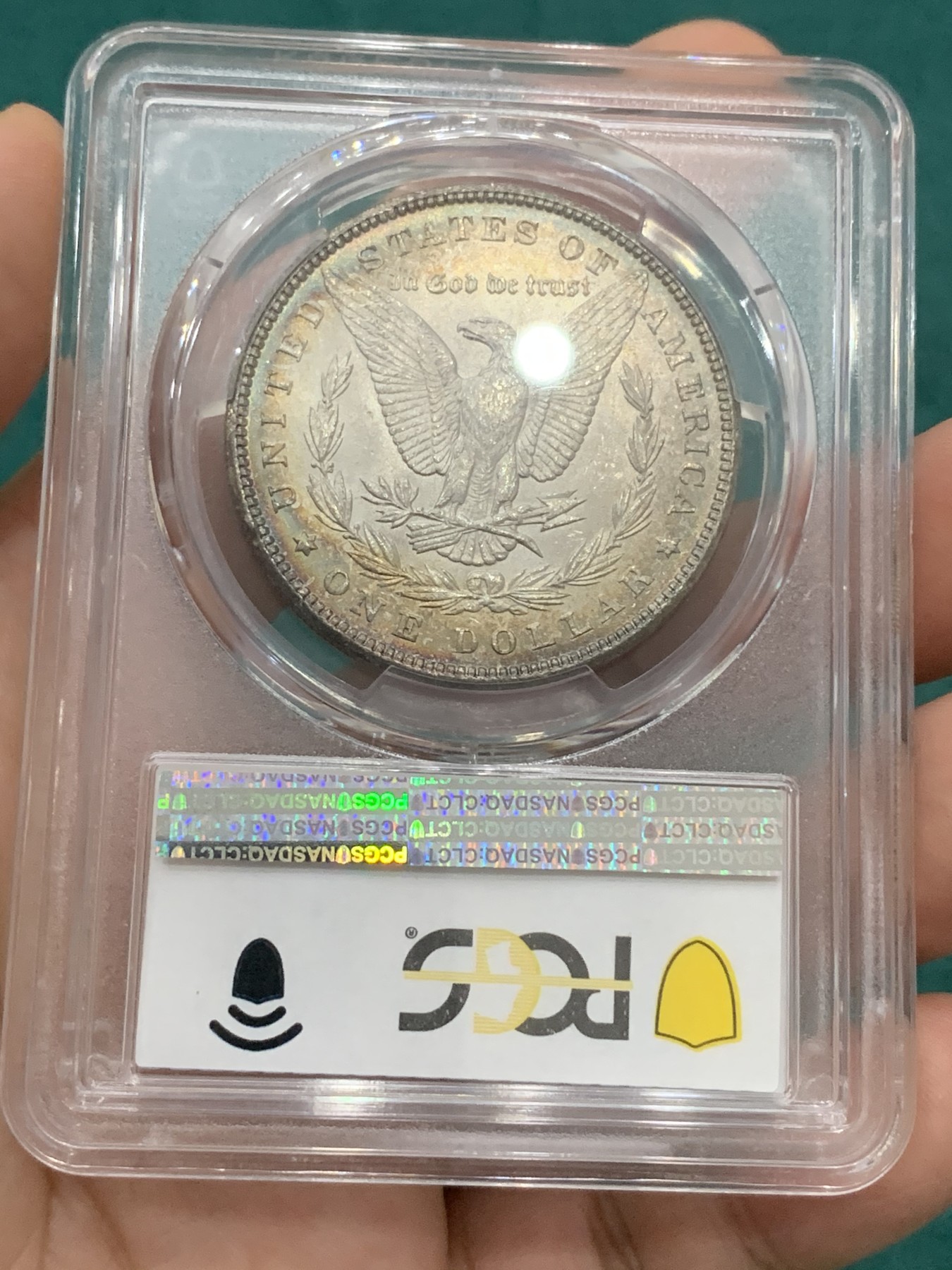 欢迎参加《竞宝斋》为爱冲冲冲 七夕特拍专场 ！第191场 (全场包邮) PCGS-MS65 美国 1900年 摩根1美元银币 正面黑灰色满彩