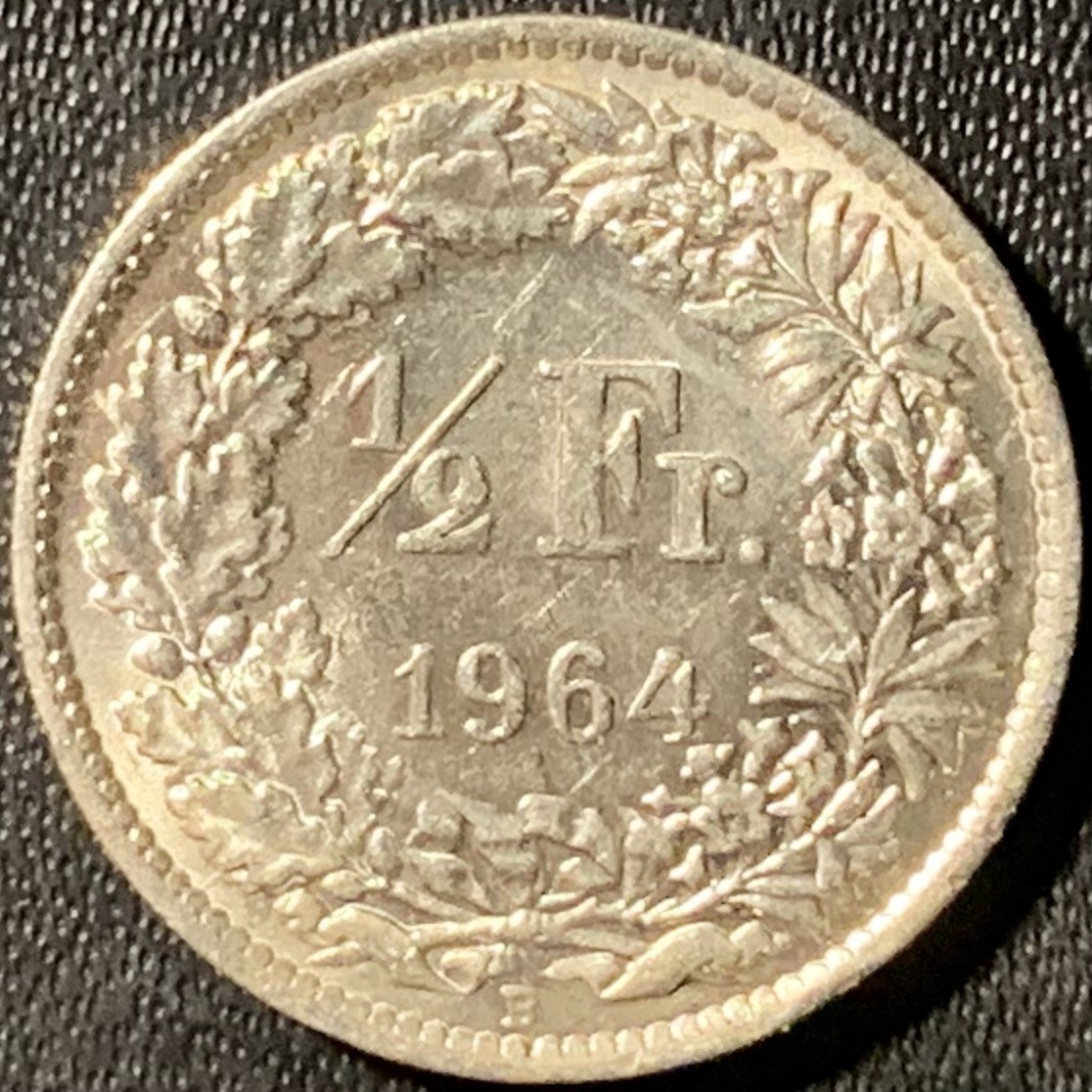紫瑗钱币——第300期拍卖 瑞士 1964年 赫尔维蒂亚 1/2法郎 2.5克 0.835银 UNC