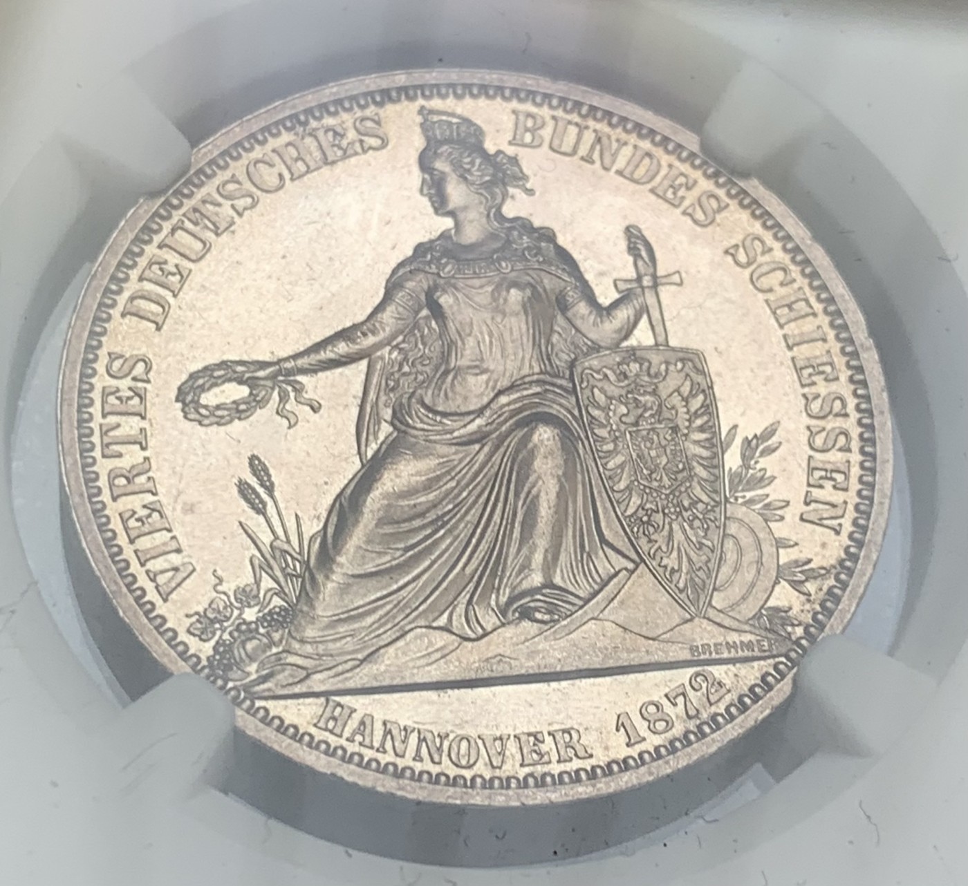 瓶子🏺第105期拍卖会  德国1872年射击节泰勒银币  NGC MS61