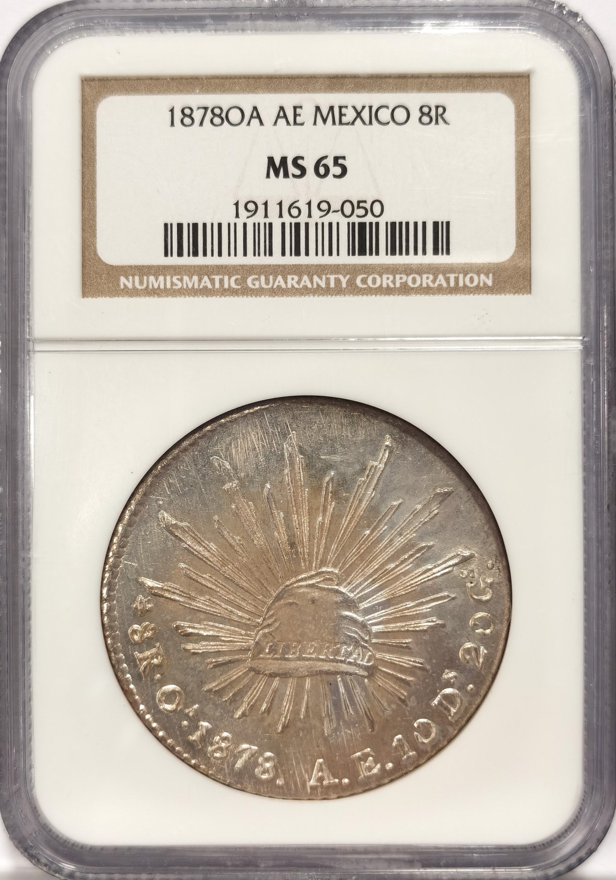 博洋堂“纯白金之夜”精品专场暨第039期（全场包邮） NGC MS65 墨西哥1878年OA AE版花边鹰洋，镜面粉光，早期老盒子，冠军分，难得OA版顶分