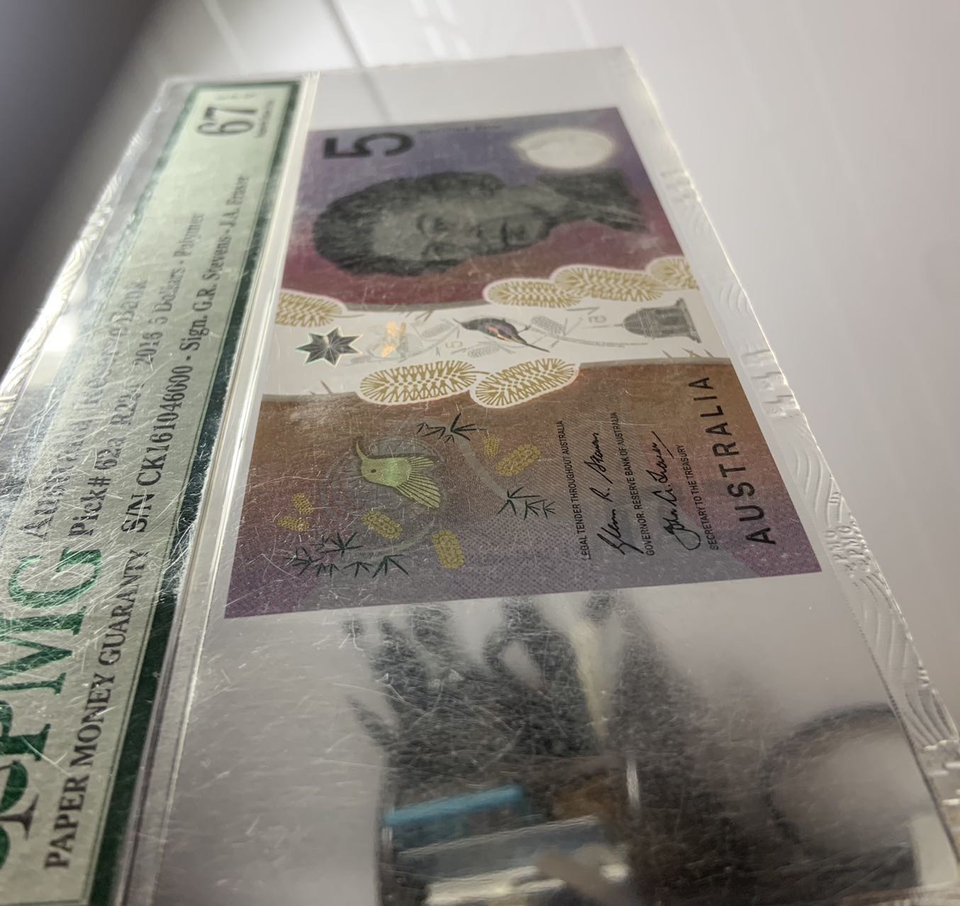 收藏联盟Quantum Auction 第282期拍卖 “多水之乡”-法属圭亚那 澳大利亚2016年5元 PMG67 豹子号