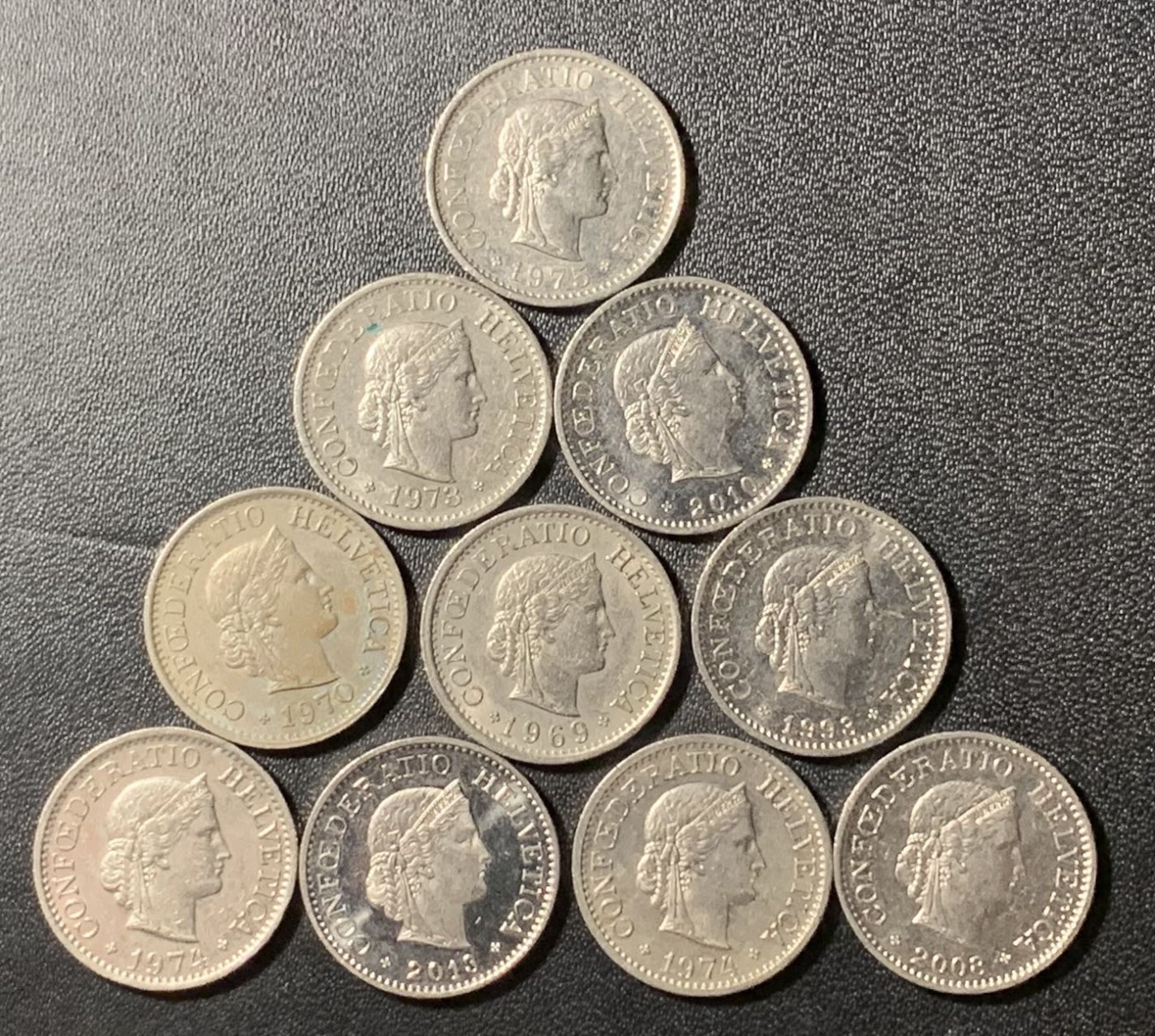 紫瑗钱币——第300期拍卖 瑞士 流通硬币 赫尔维蒂亚女神 10生丁  10枚一组