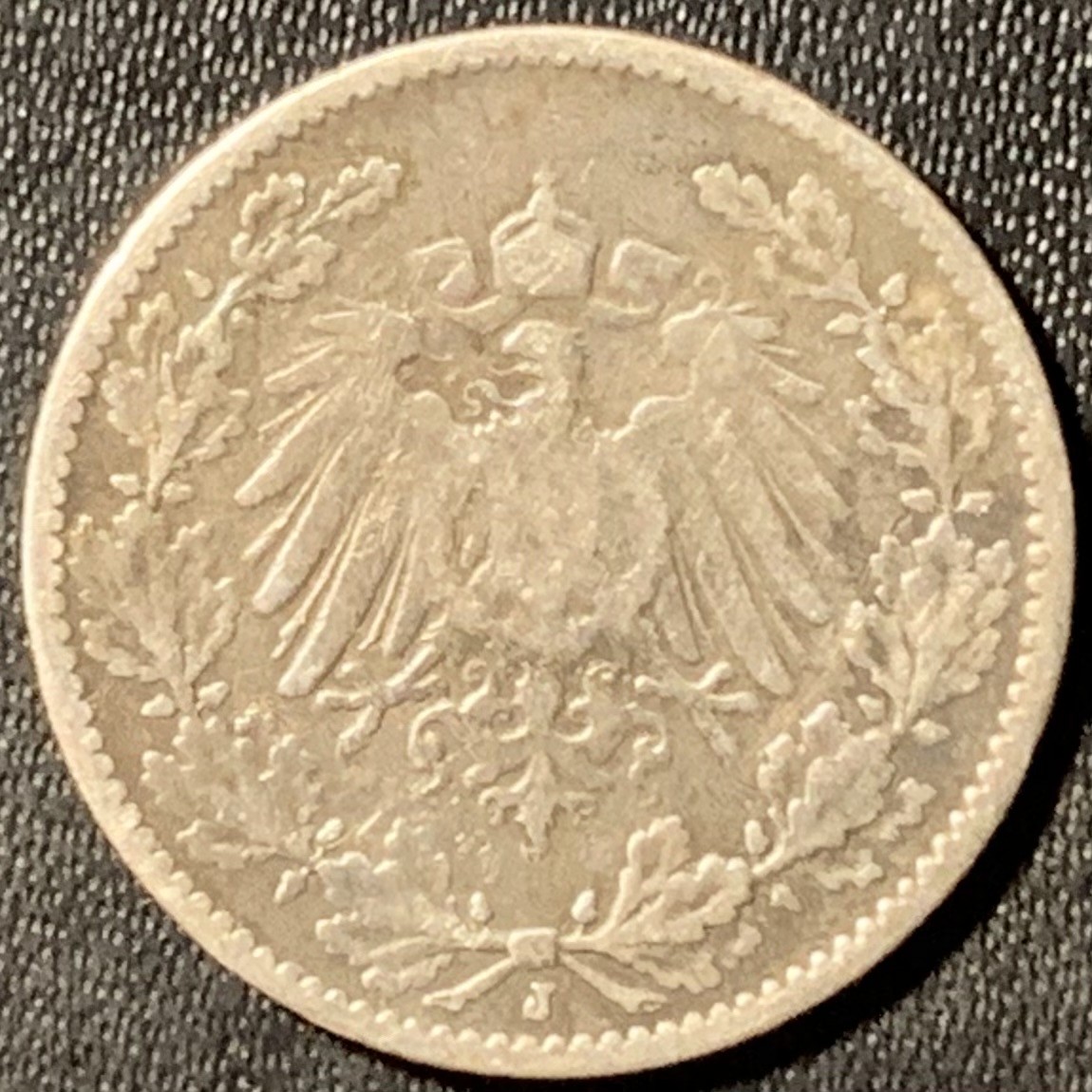 紫瑗钱币——第300期拍卖 德国 1907年 J版 第二帝国 1/2马克 2.77克 0.9银