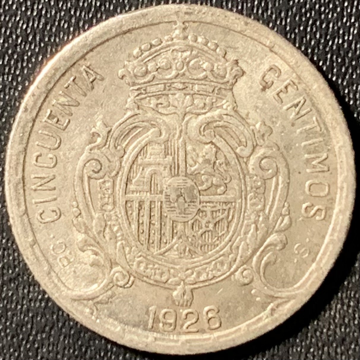 紫瑗钱币——第319期拍卖 西班牙 1926年 阿方索十三世 50分 2.5克 0.835银