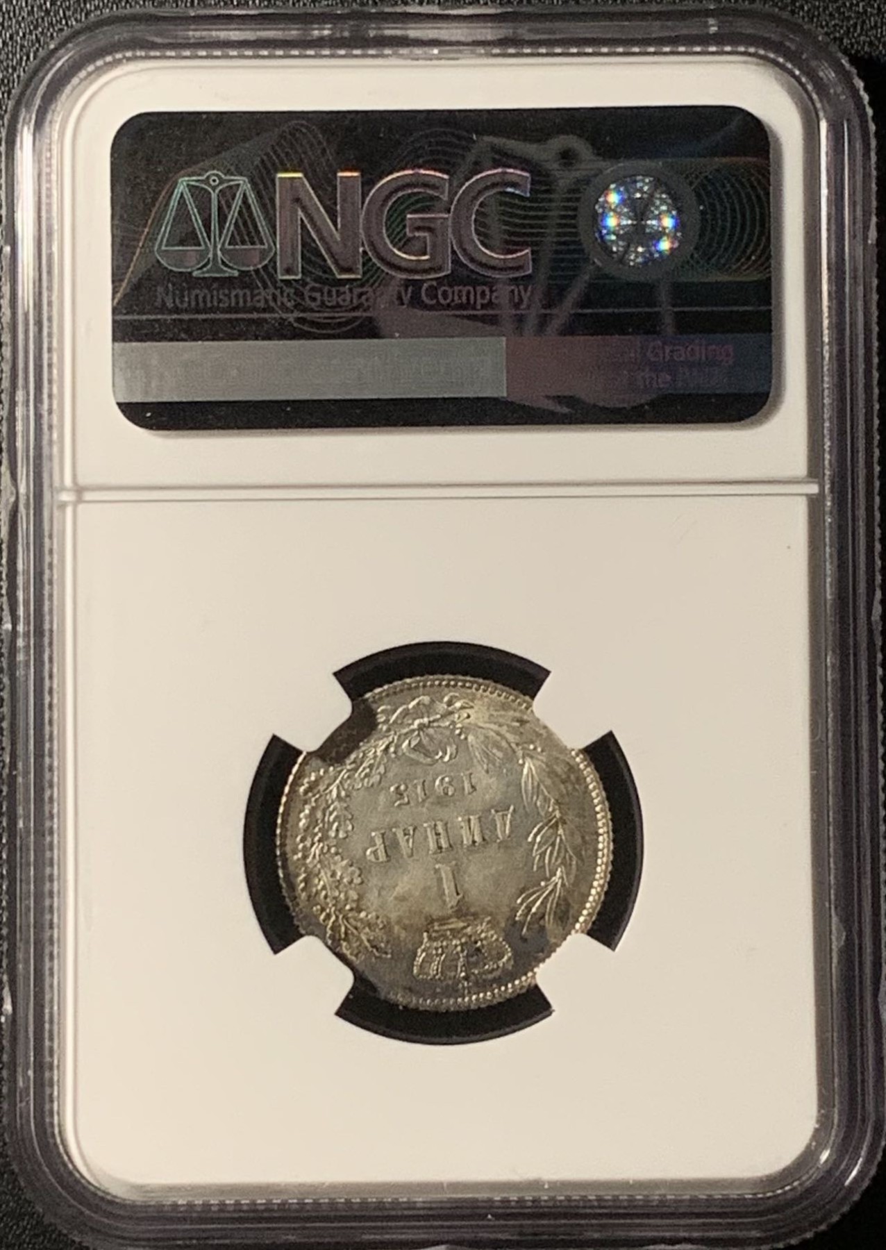 紫瑗钱币——第300期拍卖  塞尔维亚 1915年 彼得一世 1第纳尔 无签名版 银币 NGC MS64