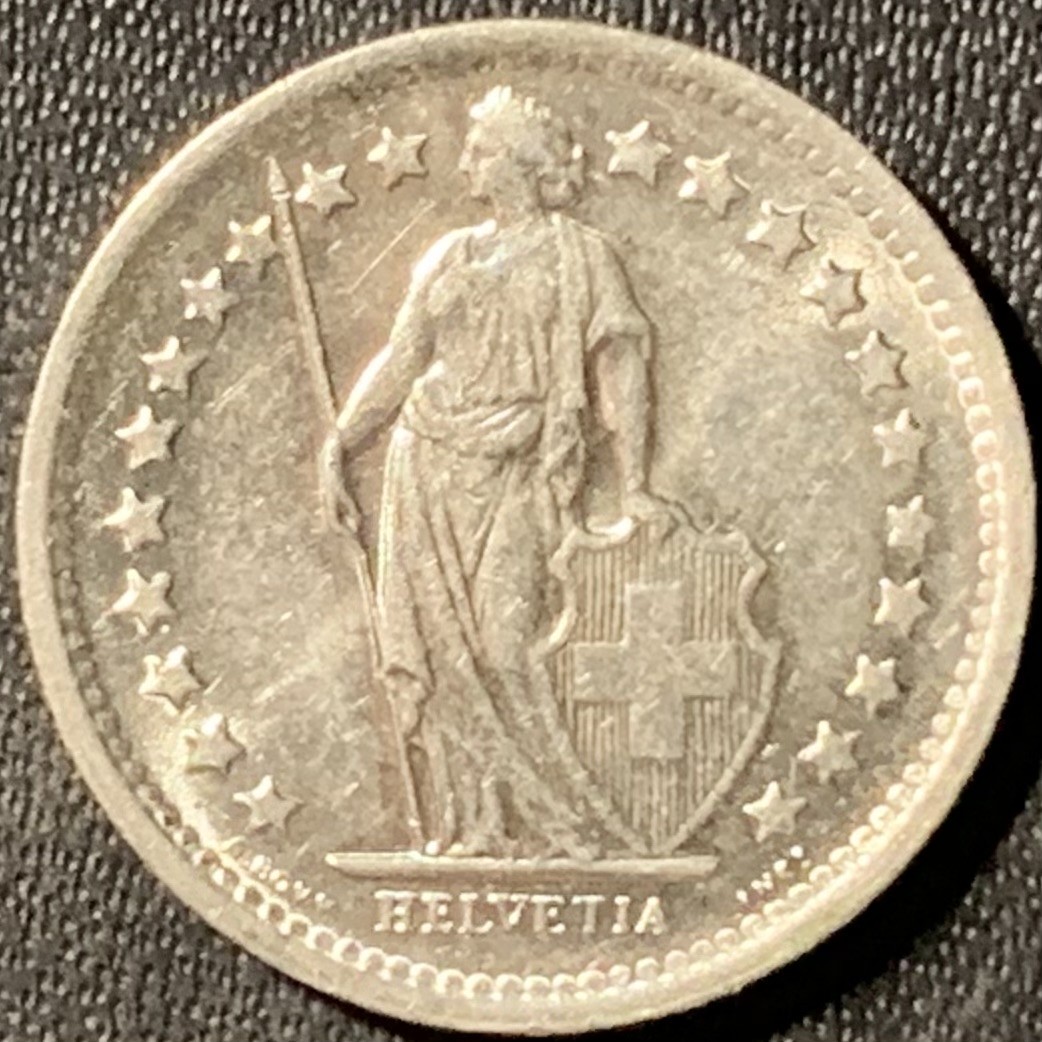 紫瑗钱币——第300期拍卖 瑞士 1965年 赫尔维蒂亚 1/2法郎 2.5克 0.835银 UNC