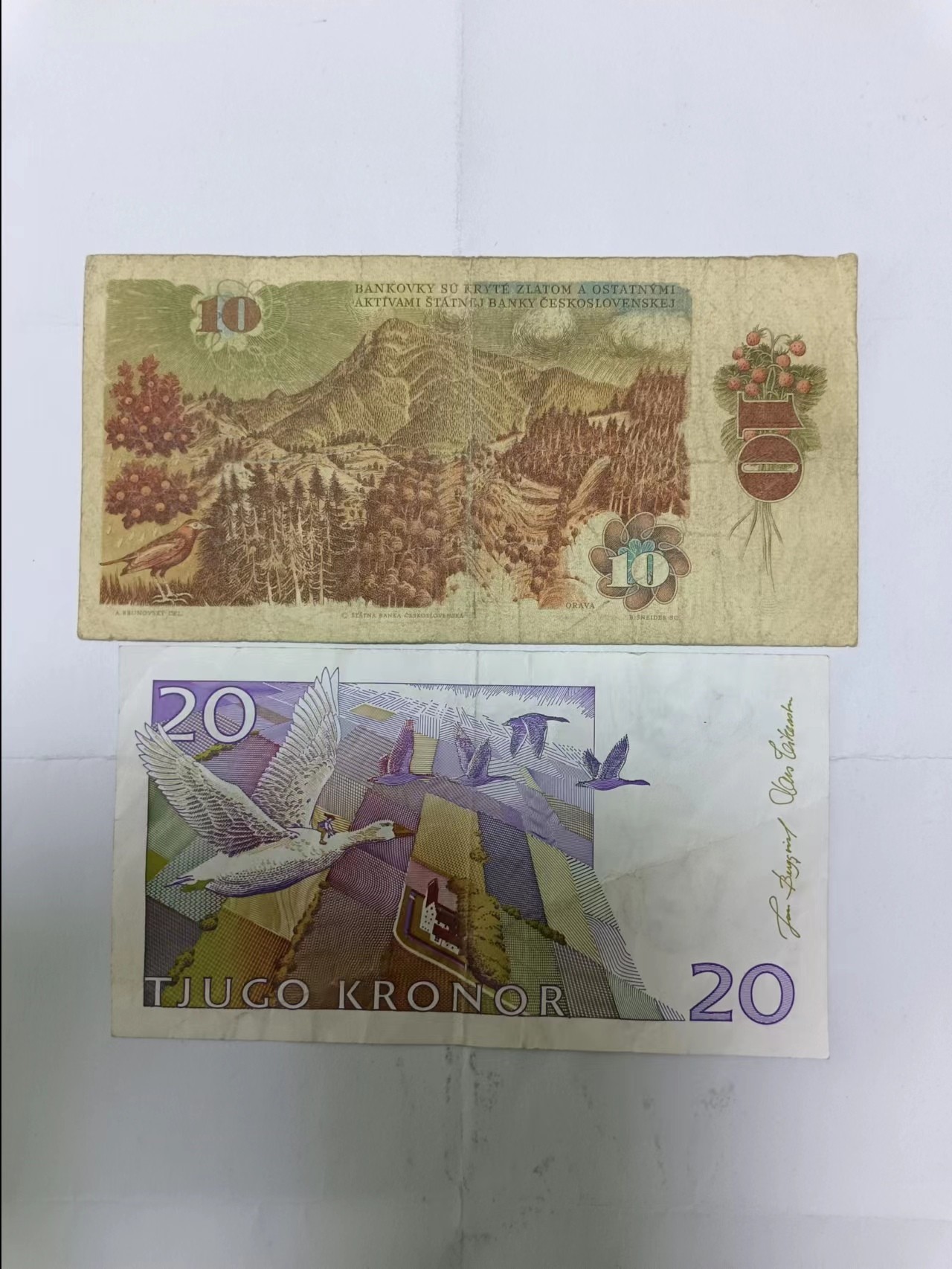【20230819】非全新纸币第五十九场 欧洲国家2张纸币，有裂缝