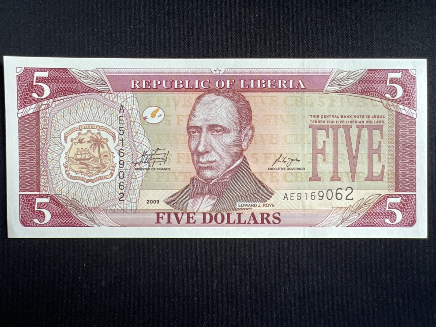 第426期 纸币专场 （无押金，捡漏，全场20包邮，偏远地区除外，接收代拍业务） 利比里亚五元
