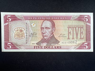 泡泡堂第384期 纸币专场 （无押金，捡漏，全场20包邮，偏远地区除外，接收代拍业务） - 利比里亚五元