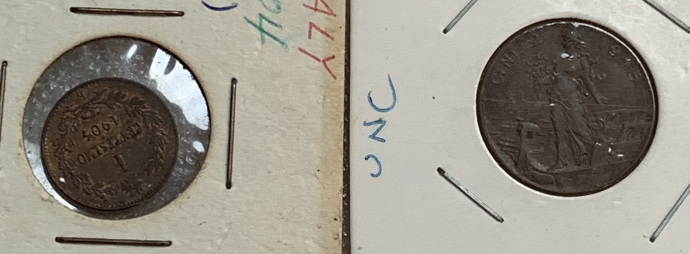 瓶子🏺第105期拍卖会  意大利老铜币2枚  好品好状态