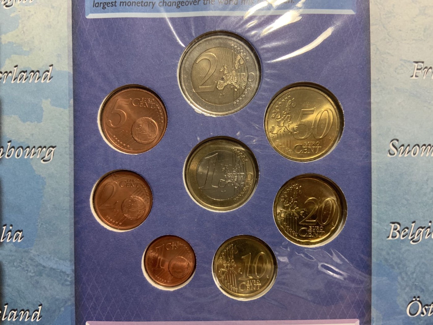 收藏联盟Quantum Auction 第282期拍卖 “多水之乡”-法属圭亚那 欧盟国家奥地利2002年1欧分-2欧元硬币首日封一套 品相UNC 2欧元有指纹印