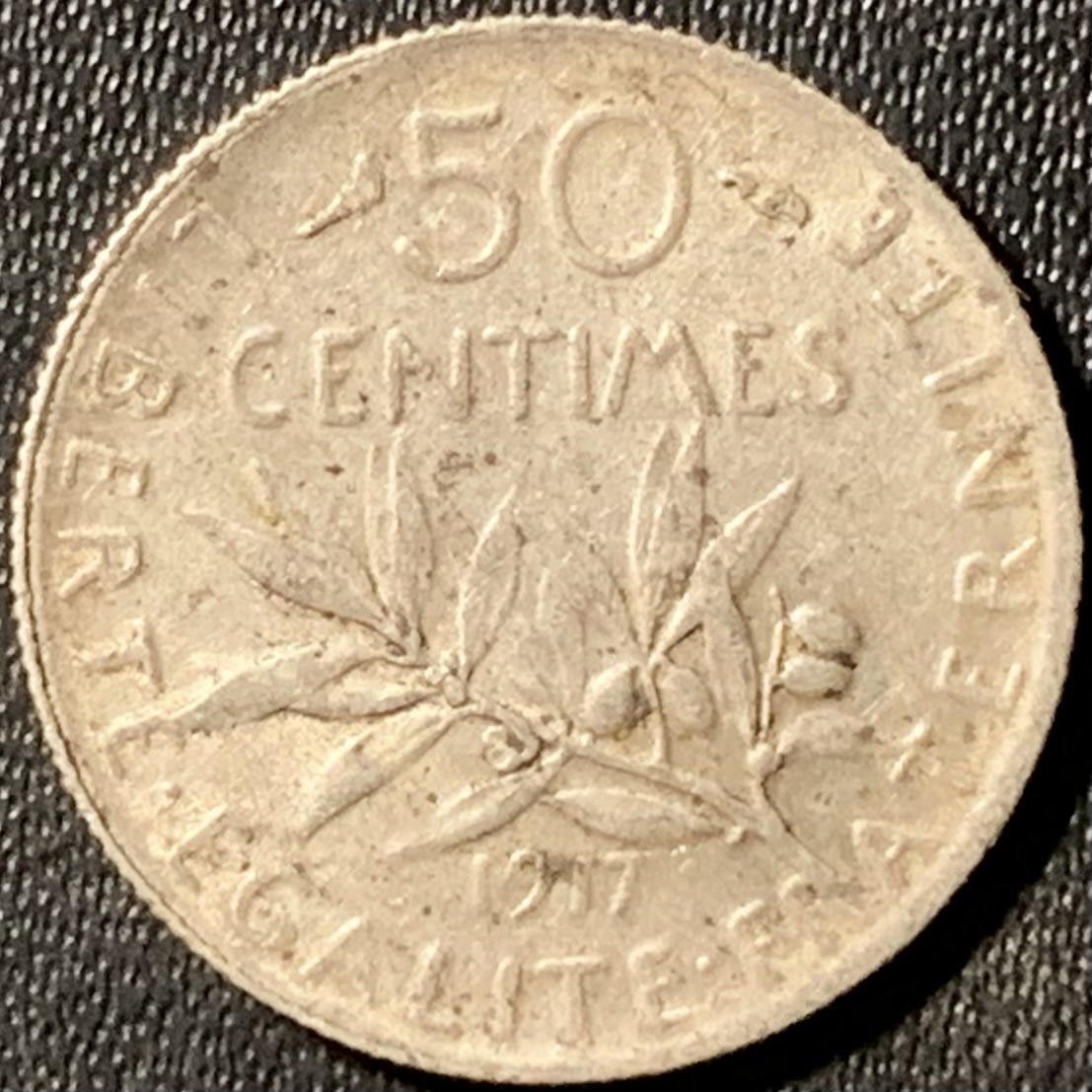 紫瑗钱币——第300期拍卖 法国 1917年 播种女神 50分 2.5克 0.835银