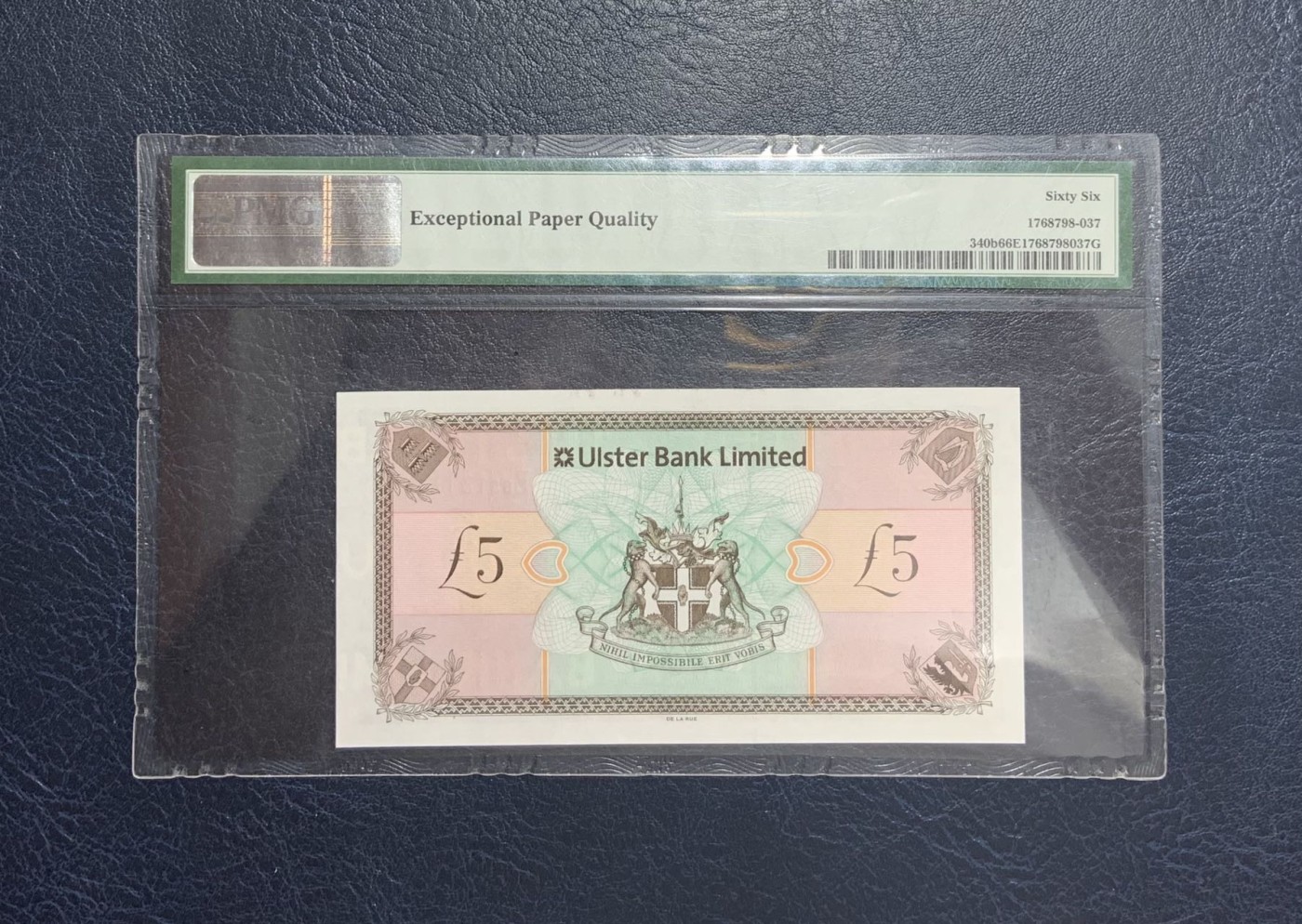 收藏联盟Quantum Auction 第282期拍卖 “多水之乡”-法属圭亚那 北爱尔兰阿斯特银行2013年5镑 PMG66 号码无4