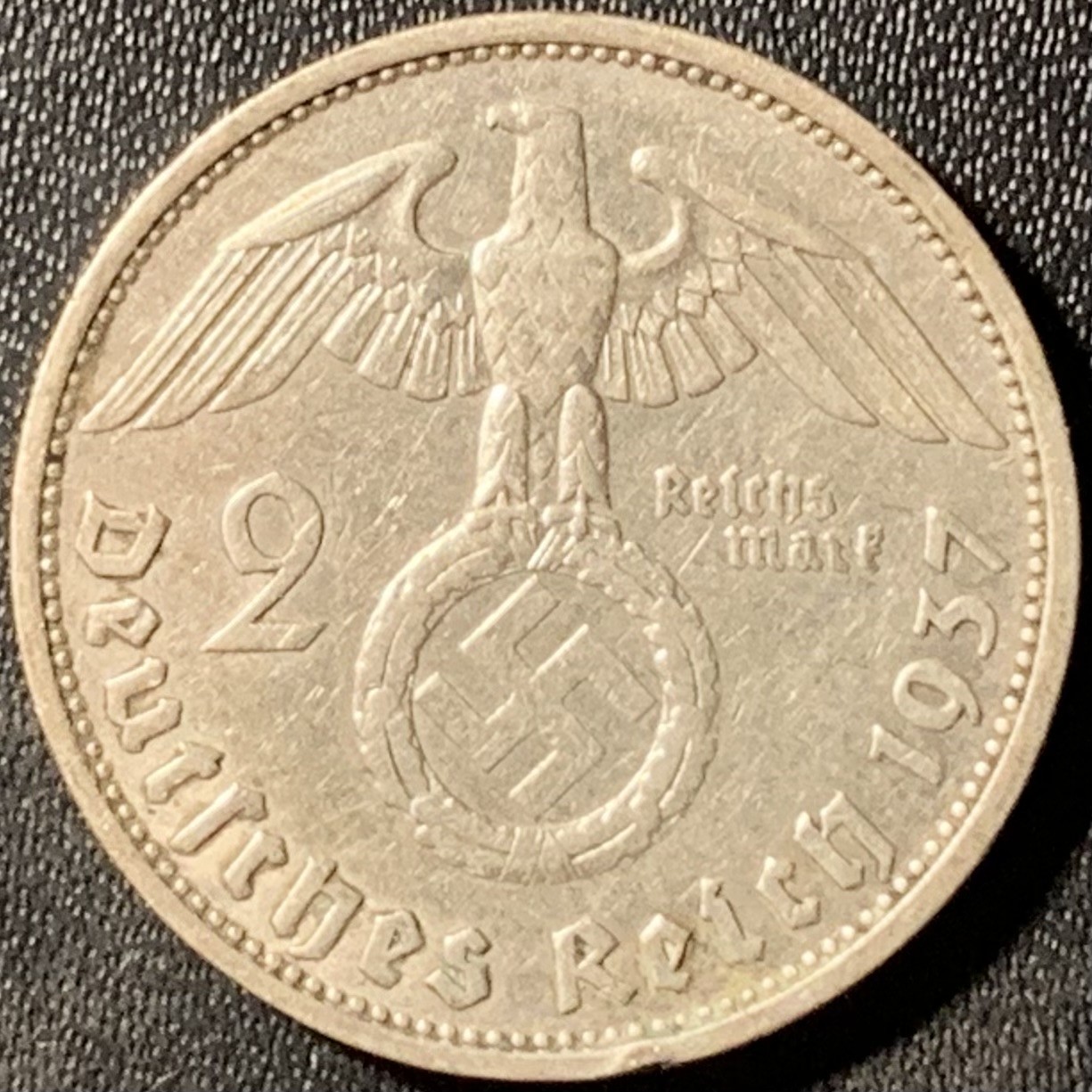 紫瑗钱币——第300期拍卖 德国 1937年 F版 兴登堡 字符 2马克 8克 0.625银