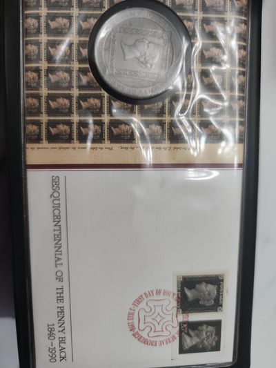 燕姐换藏第55场 马恩岛1990年黑便士150周年一克朗邮币封