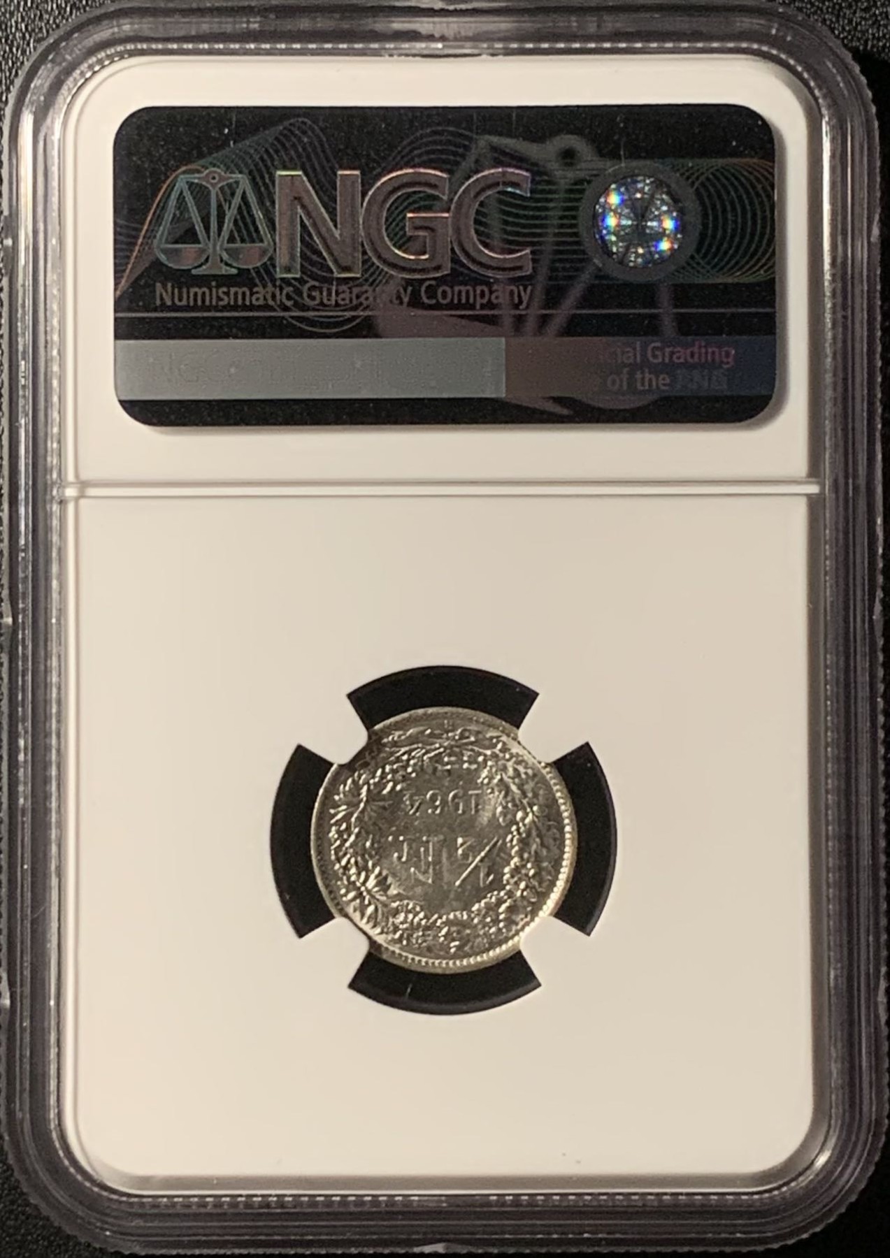 紫瑗钱币——第300期拍卖 瑞士 1964年 赫尔维蒂亚 1/2法郎 银币 NGC MS62