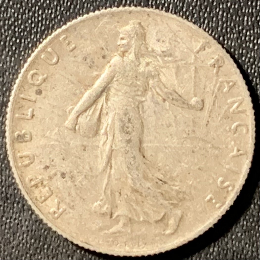 紫瑗钱币——第300期拍卖 法国 1917年 播种女神 50分 2.5克 0.835银