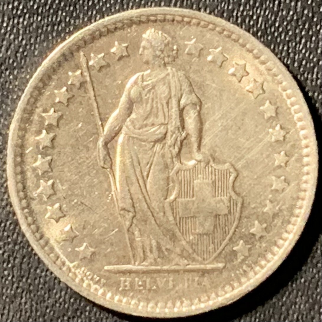 紫瑗钱币——第300期拍卖 瑞士 1957年 赫尔维蒂亚 1/2法郎 2.5克 0.835银 UNC