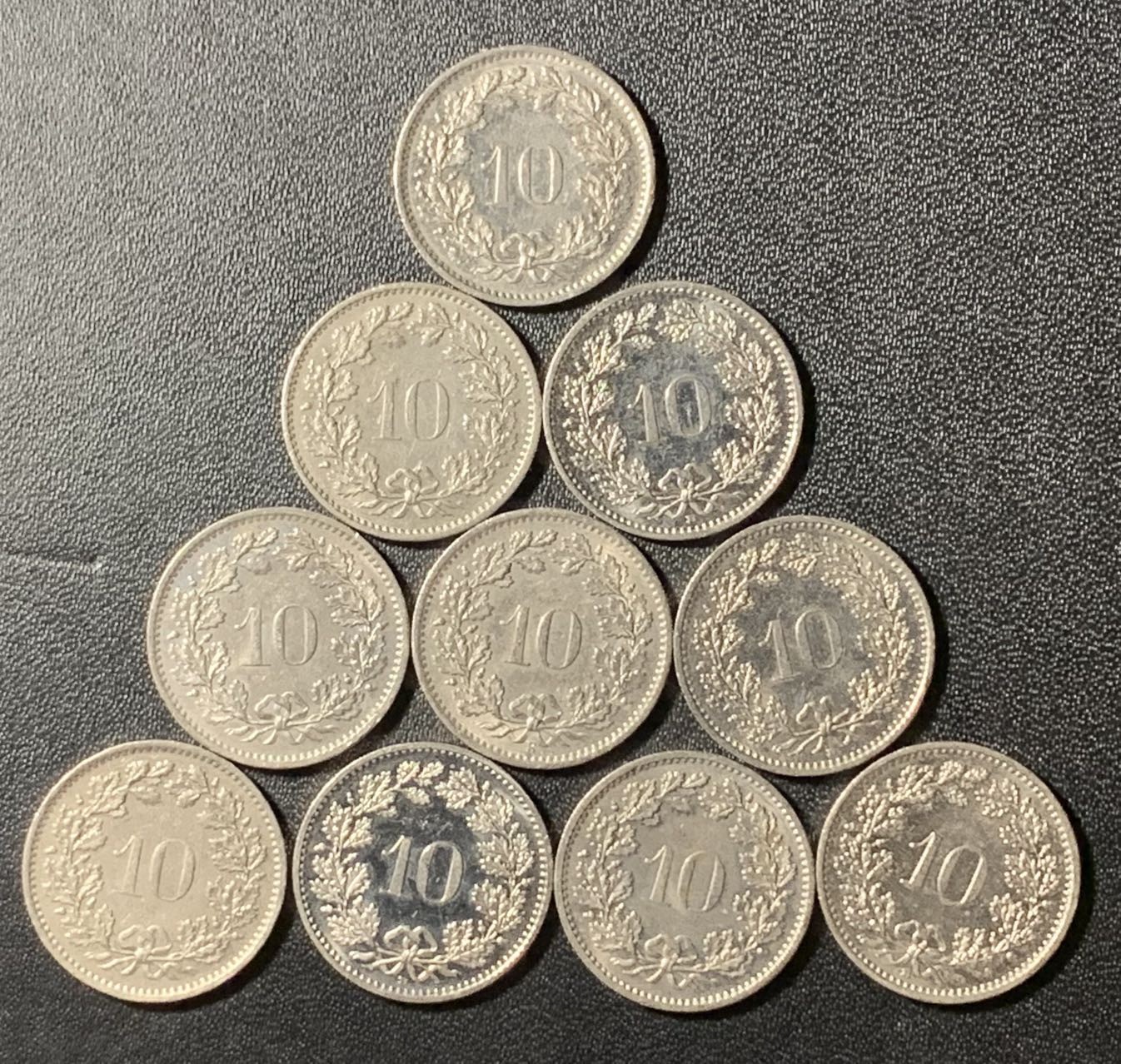 紫瑗钱币——第300期拍卖 瑞士 流通硬币 赫尔维蒂亚女神 10生丁  10枚一组