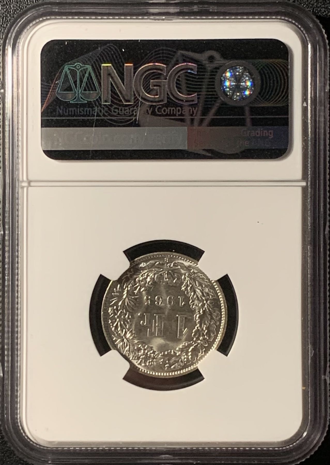 紫瑗钱币——第300期拍卖 瑞士 1965年 赫尔维蒂亚 1法郎 银币 NGC MS63