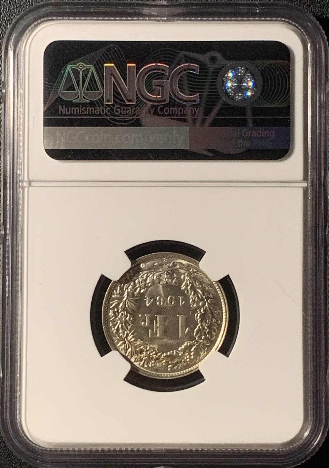 紫瑗钱币——第300期拍卖 瑞士 1964年 赫尔维蒂亚 1法郎 银币 NGC MS64