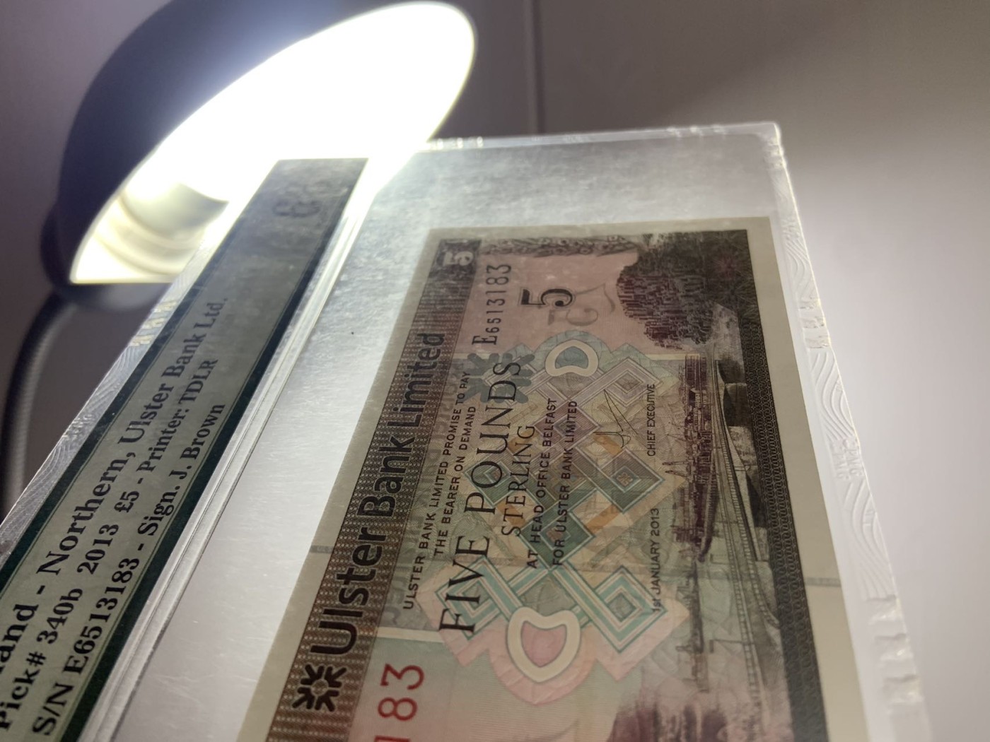 收藏联盟Quantum Auction 第282期拍卖 “多水之乡”-法属圭亚那 北爱尔兰阿斯特银行2013年5镑 PMG66 号码无4