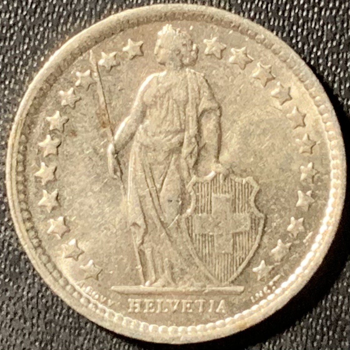 紫瑗钱币——第300期拍卖 瑞士 1964年 赫尔维蒂亚 1/2法郎 2.5克 0.835银 UNC