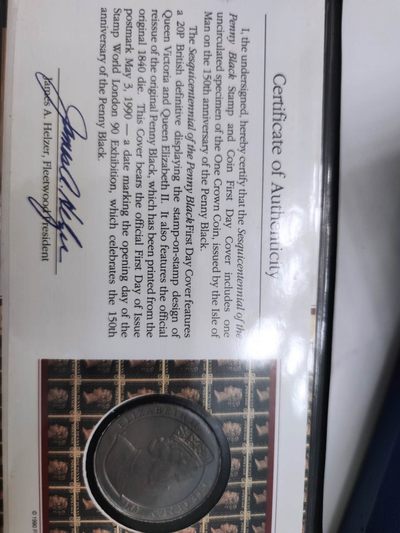 燕姐换藏第55场 马恩岛1990年黑便士150周年一克朗邮币封