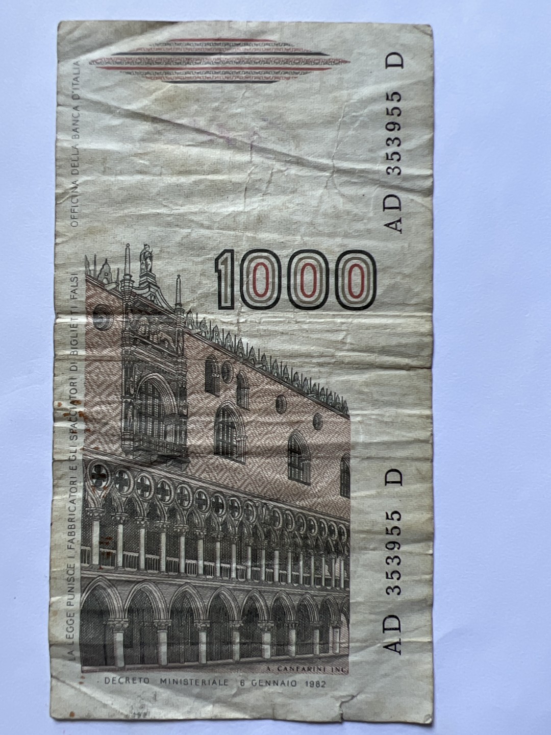 第404期 纸币专场 （无押金，捡漏，全场20包邮，偏远地区除外，接收代拍业务） 意大利1000里拉