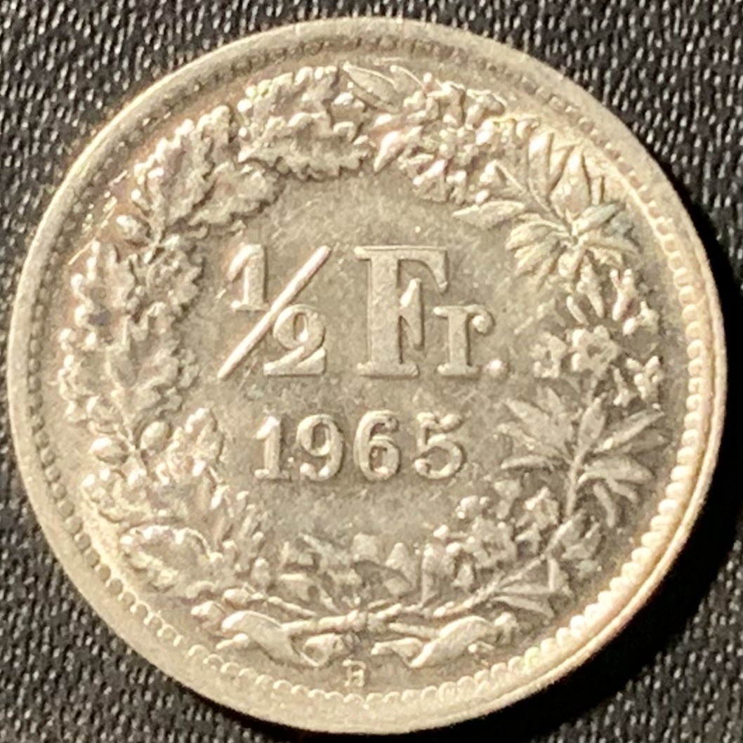 紫瑗钱币——第300期拍卖 瑞士 1965年 赫尔维蒂亚 1/2法郎 2.5克 0.835银 UNC