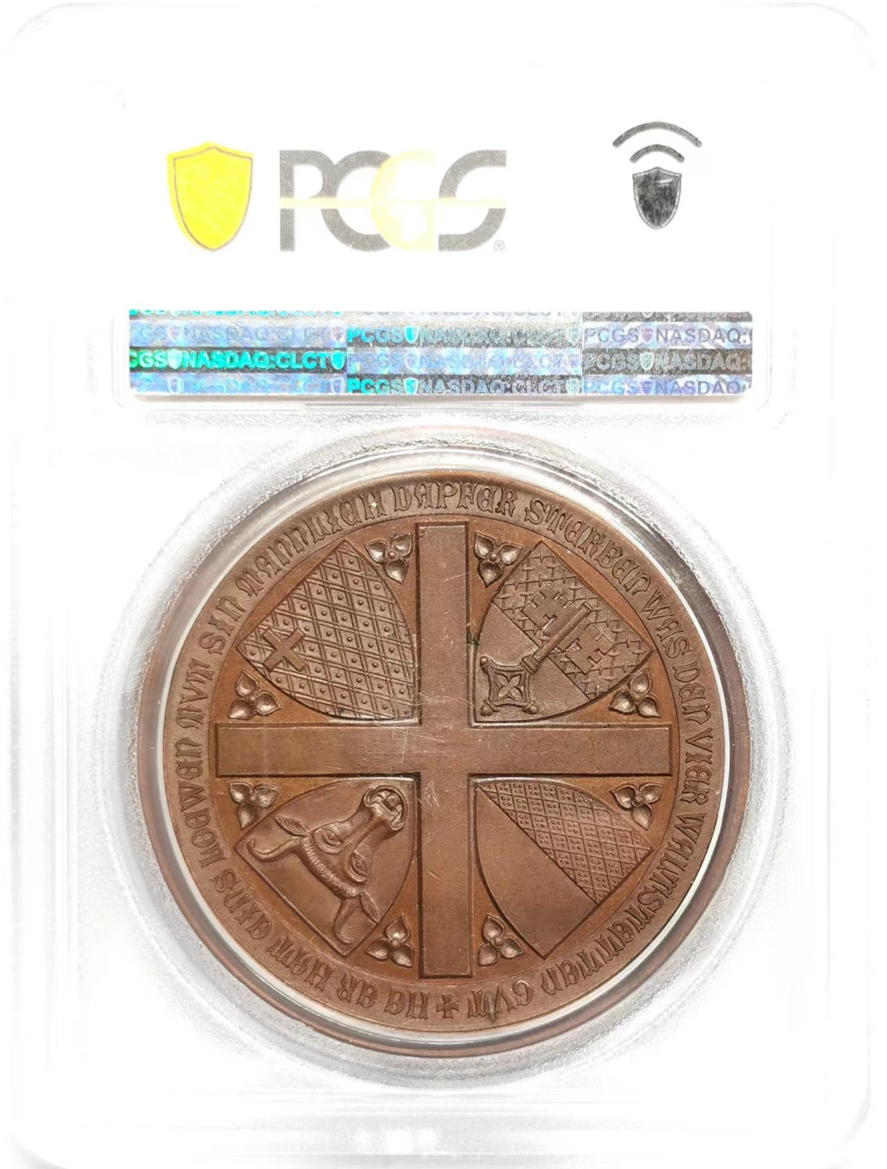 凡希社世界钱币微拍第二百四十八期 1886瑞士森帕赫站役纪念铜章PCGS-SP64高浮雕极精美！