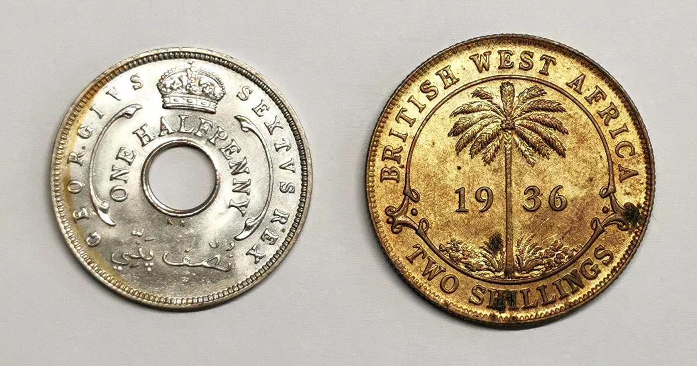 凡希社世界钱币微拍第二百四十八期 英属西非铜镍两枚UNC