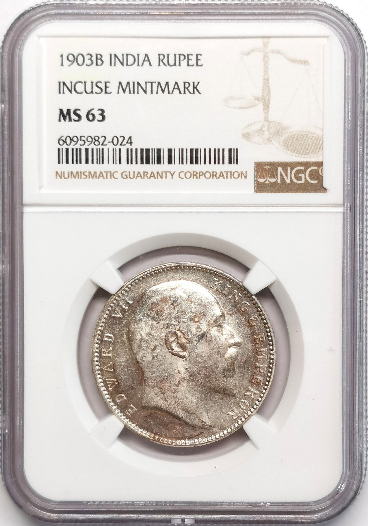 凡希社世界钱币微拍第二百四十八期 1903B英属印度爱七卢比NGC-MS63