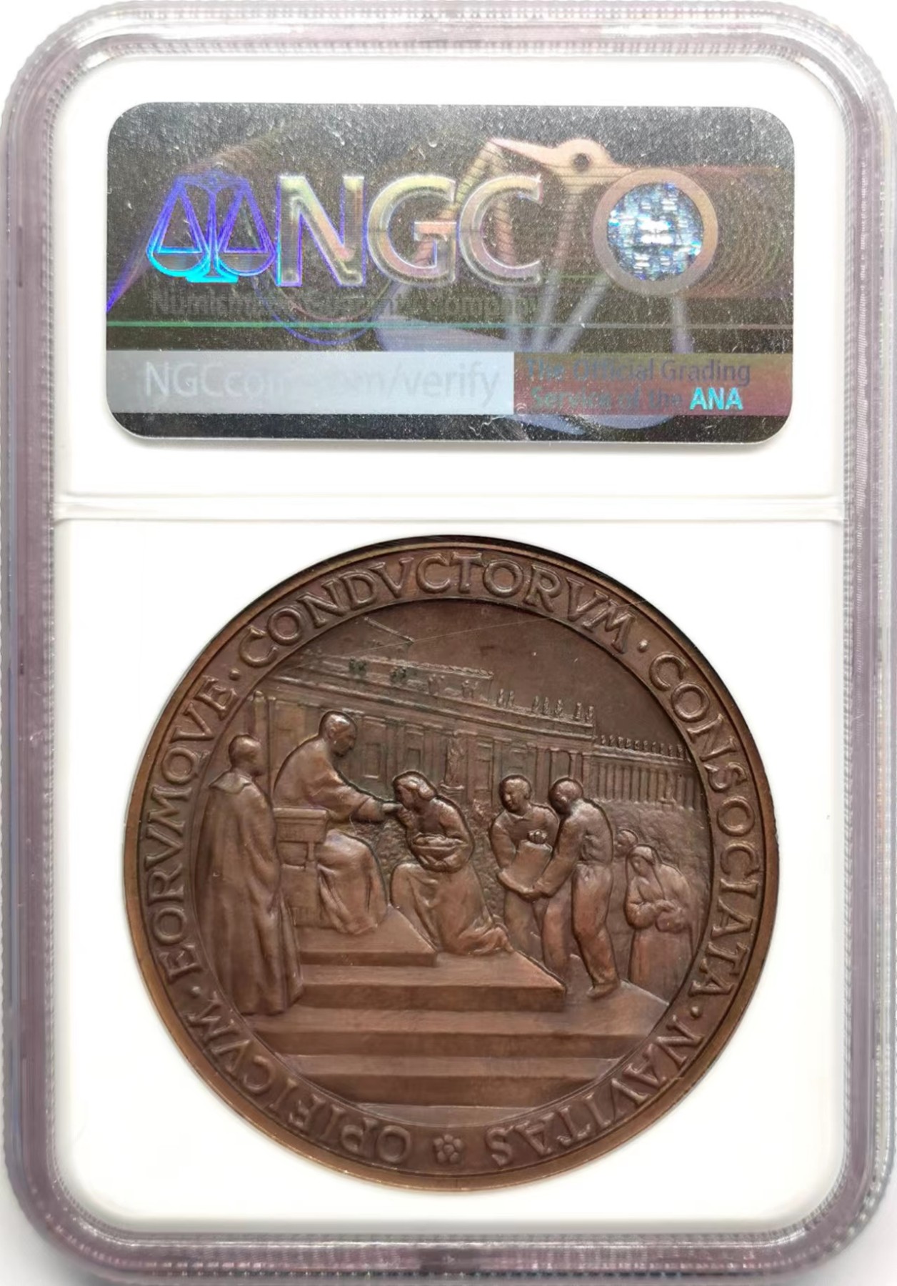 凡希社世界钱币微拍第二百四十八期 1956梵蒂冈庇护十二世纪念铜章NGC-MS64