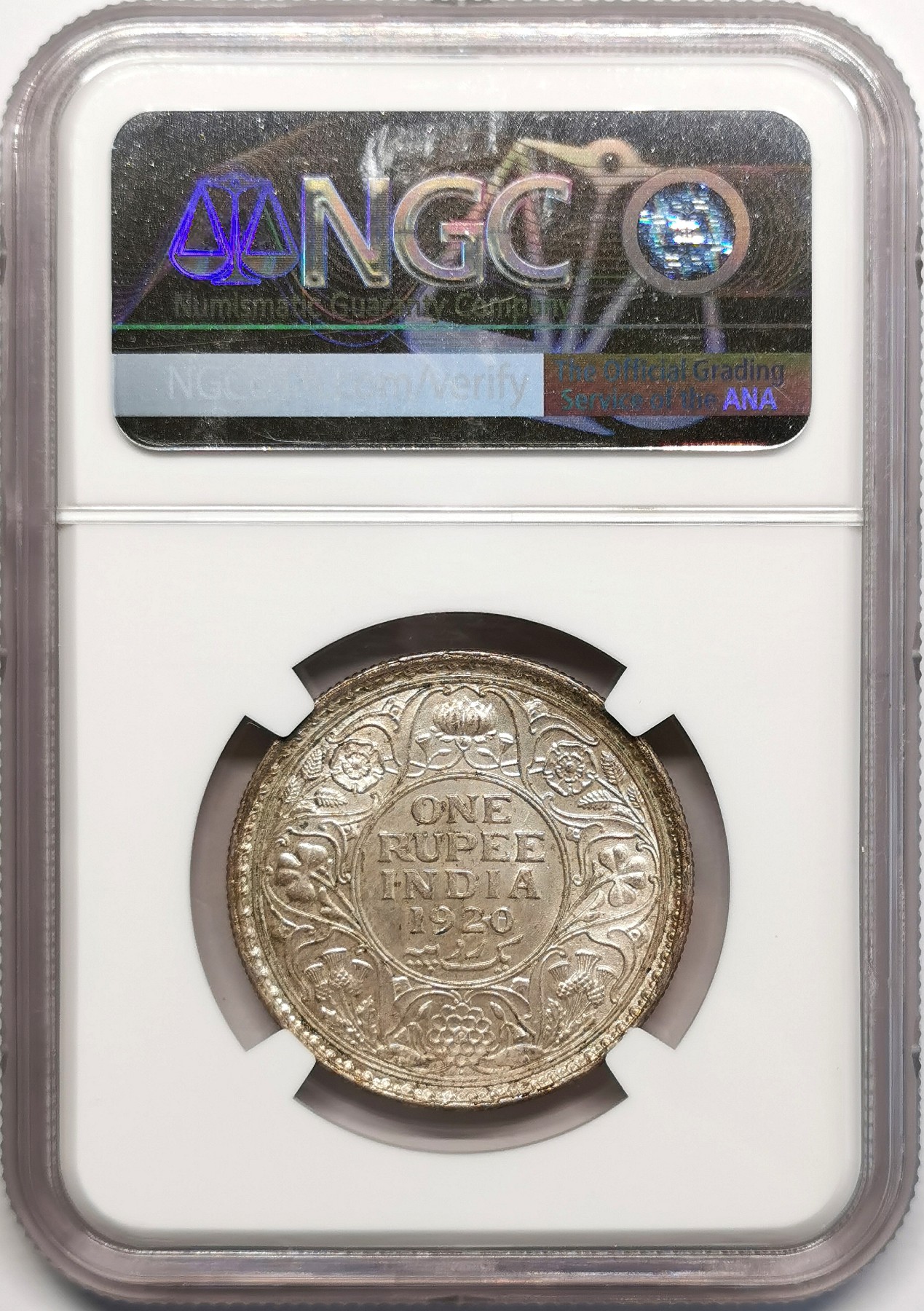 凡希社世界钱币微拍第二百四十八期 1920B英属印度乔五卢比NGC-MS63